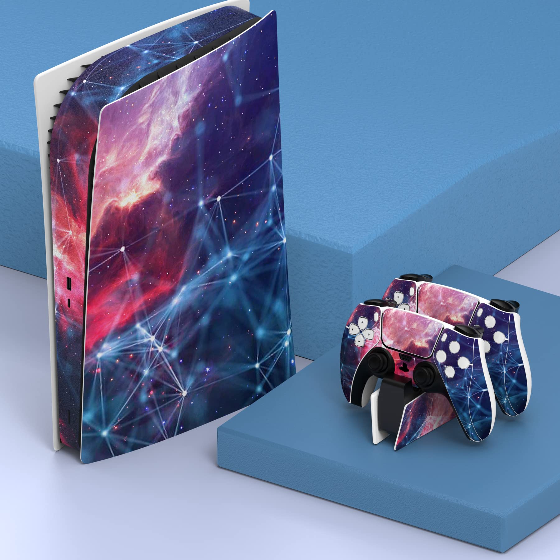 PlayVital Galaxy Space Full Skin Decal Set for PS5 Console Digital Edition - Vinyl Sticker Cover for PS5 Controller, Charging Station, Headset & Media Remote - Perfect for Gaming Setup & Space-Themed Decor