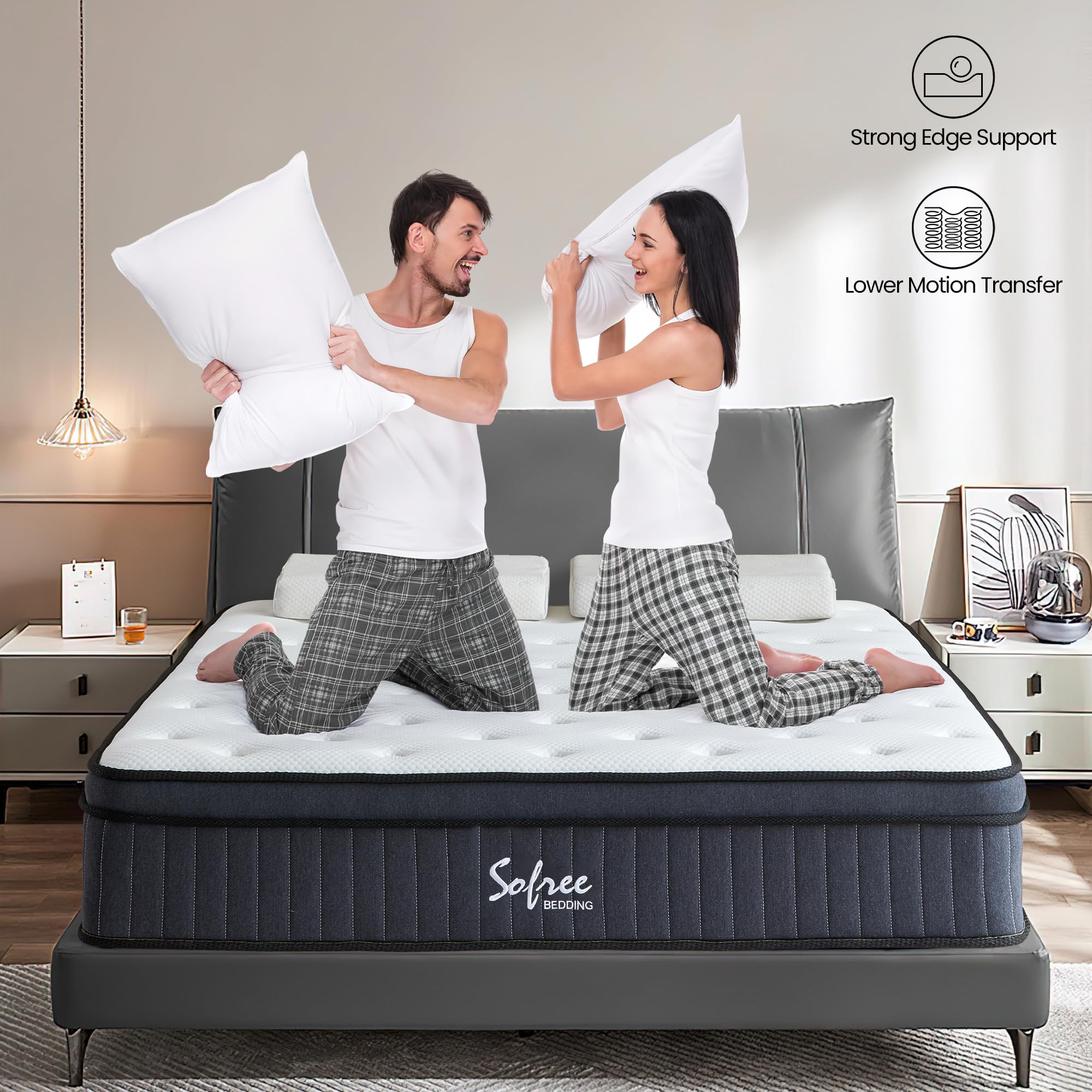 10 Inch Queen Size Memory Foam Hybrid Mattress with Pocket Springs - Medium Firm, Motion Isolation & Edge Support - CertiPUR-US Certified - Perfect for Bedrooms, Guest Rooms & Apartments