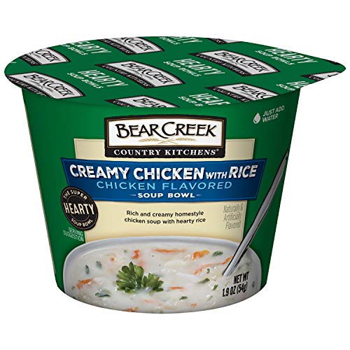 Creamy Chicken & Rice Soup Bowl - Bear Creek Hearty 1.9oz (6-Pack) | Quick Microwave Meal, Camping Food & Emergency Preparedness Supply