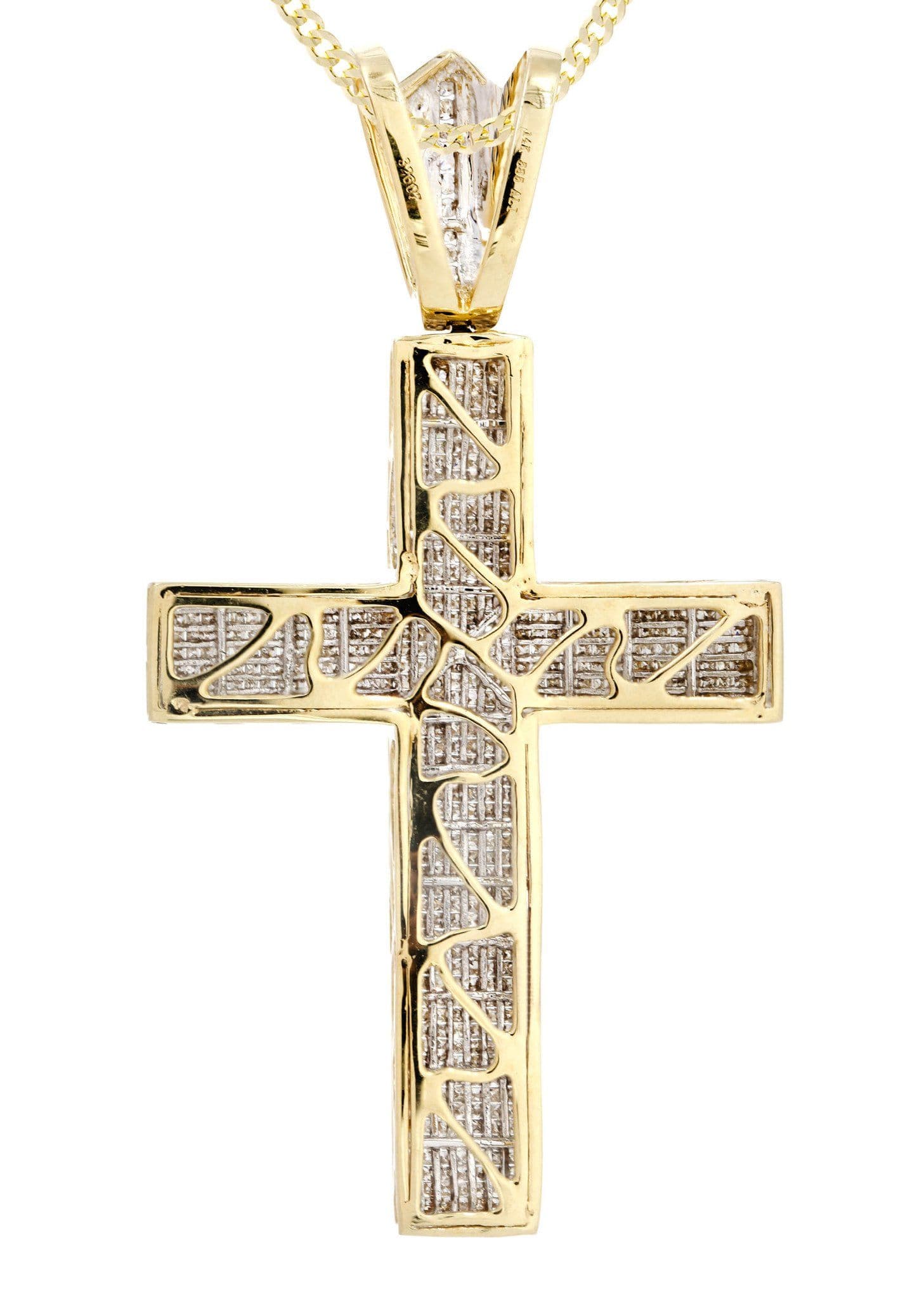 14K Yellow Gold Diamond Cross Pendant Necklace - 5.53 Carat Genuine Diamond Jewelry for Women, Gift for Baptism, Confirmation & Special Occasions