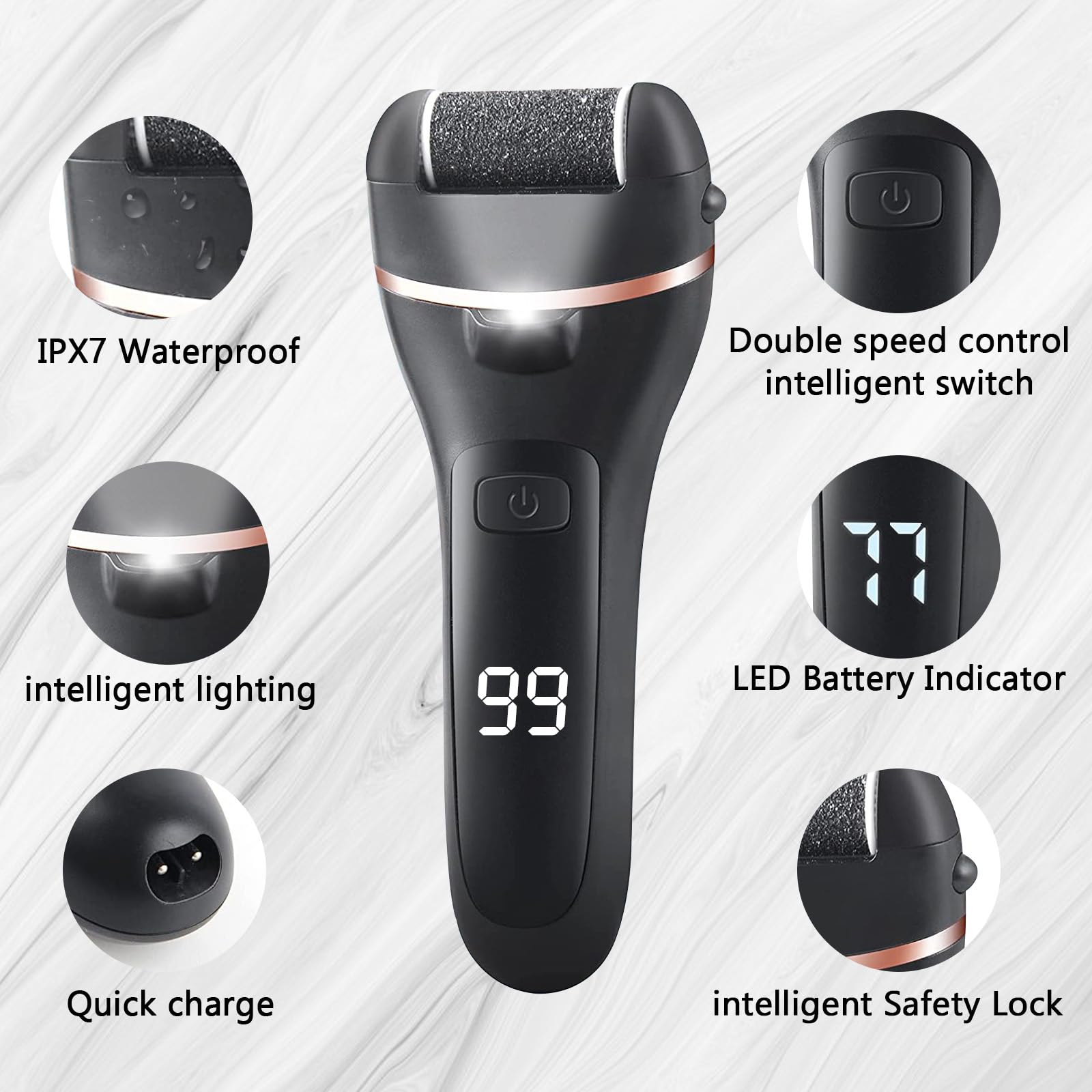 Professional Electric Callus Remover for Feet - Rechargeable Pedicure Kit with Foot Grinder & Scrubber for Dead Skin, Cracked Heels & Dry Feet | At-Home Spa Treatment, Pedicure Care & Foot Care Routine