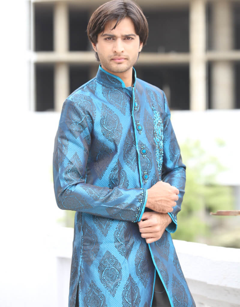 Blue Indo Western Kela Brocade Dhoti Pants - Traditional Indian Ethnic Wear for Men - Perfect for Weddings, Festivals & Cultural Events