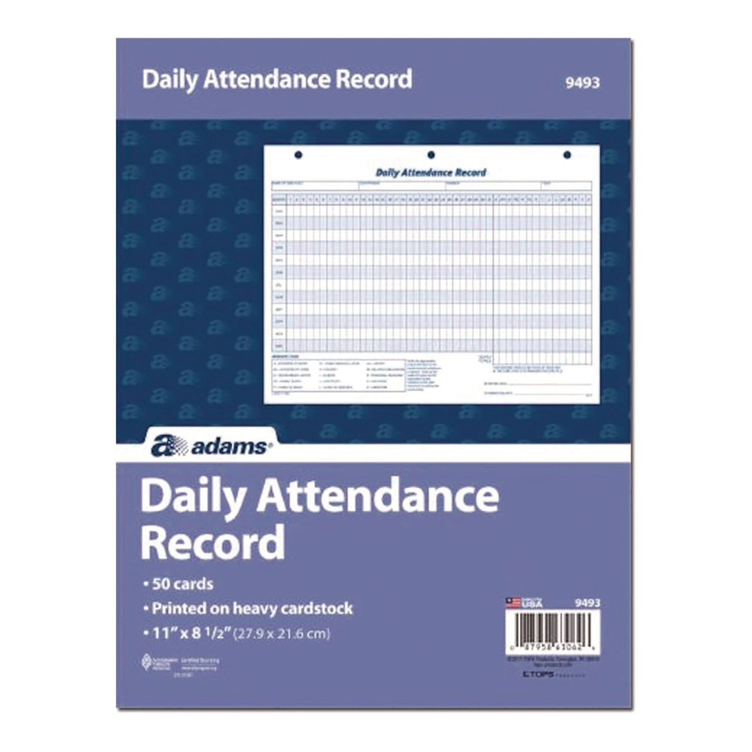 Adams® Attendance Records - 50 Single-Part Forms, 11