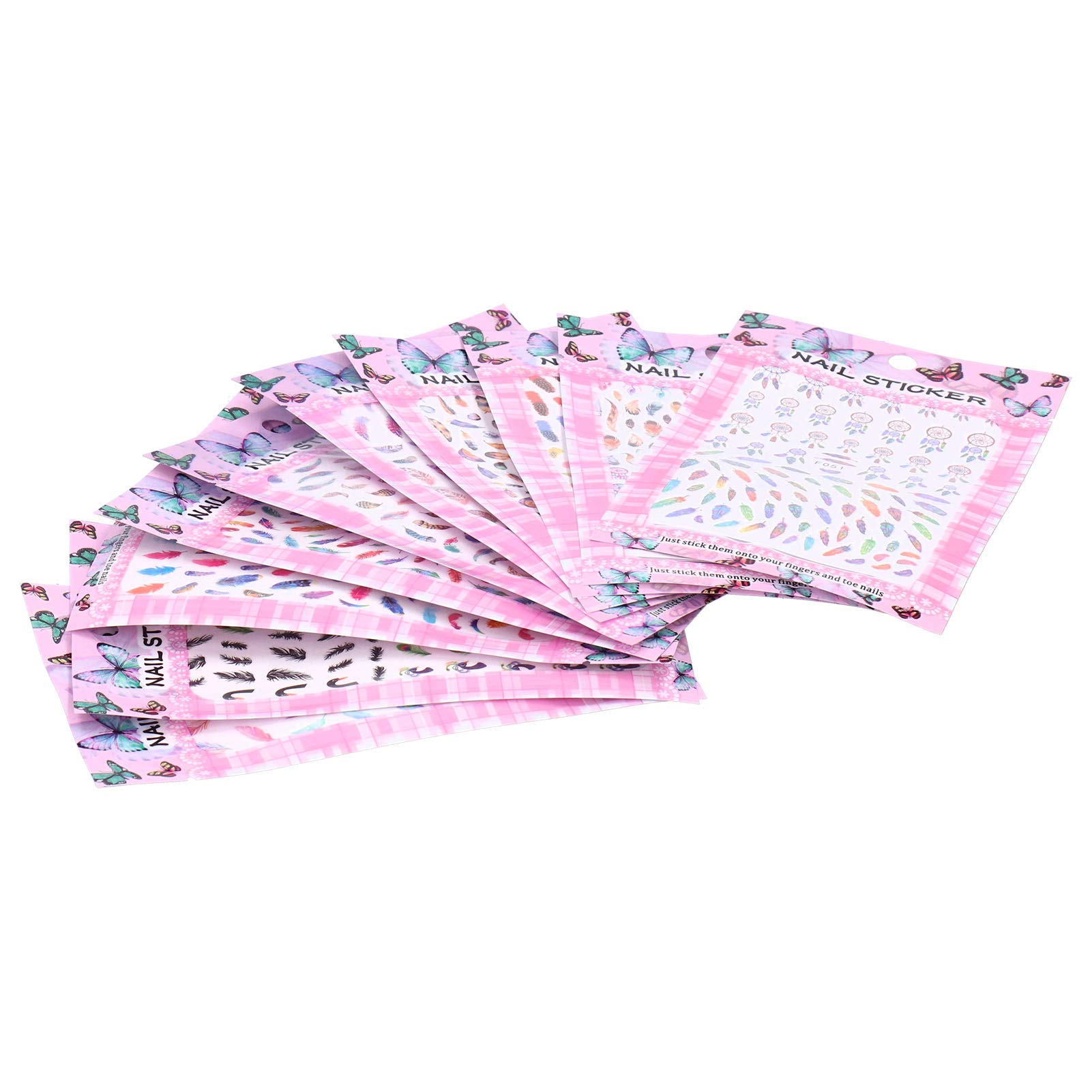 10 Sheets Non-Toxic Nail Stickers - Easy DIY Nail Art Decals for Home & Salon Use | Waterproof Nail Designs for Manicure, Pedicure & Nail Art Lovers