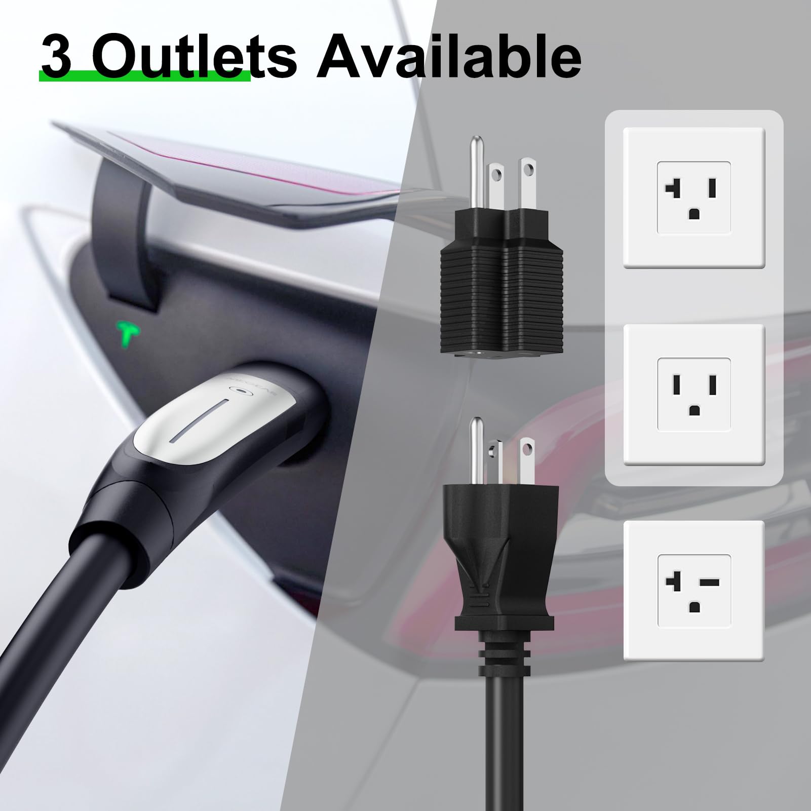 16 Amp Level 1-2 Tesla Charger with NEMA 6-20 Plug & 5-15 Adapter | Portable EV Charger for Tesla Model X/Y/3/S & Cybertruck | Home & Travel Electric Vehicle Charging Solution