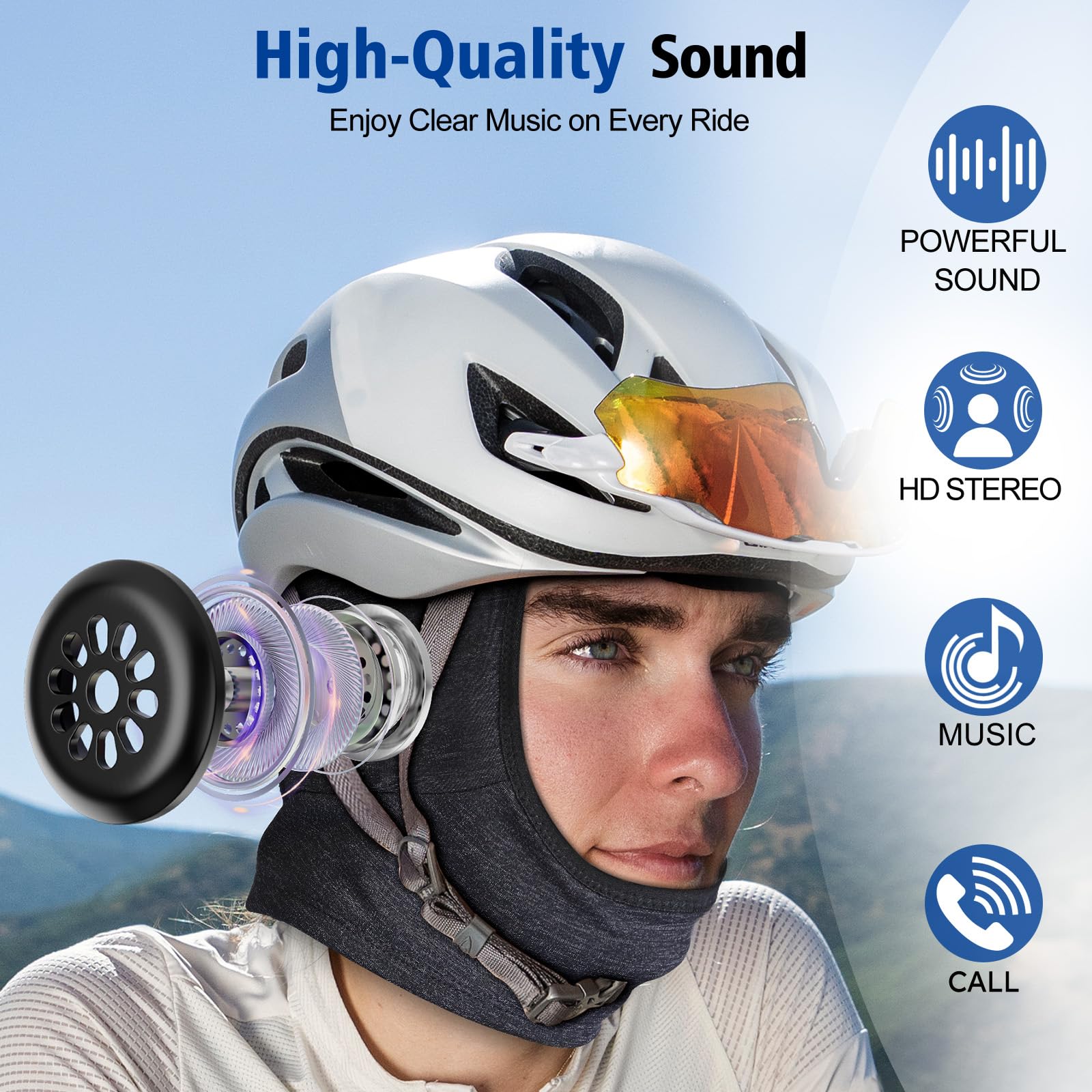 Musicozy Bluetooth 5.4 Balaclava Ski Mask - Winter Thermal Face Cover & Windproof Neck Warmer for Skiing, Snowboarding, Running & Outdoor Sports | Cold Weather Gear for Men & Women