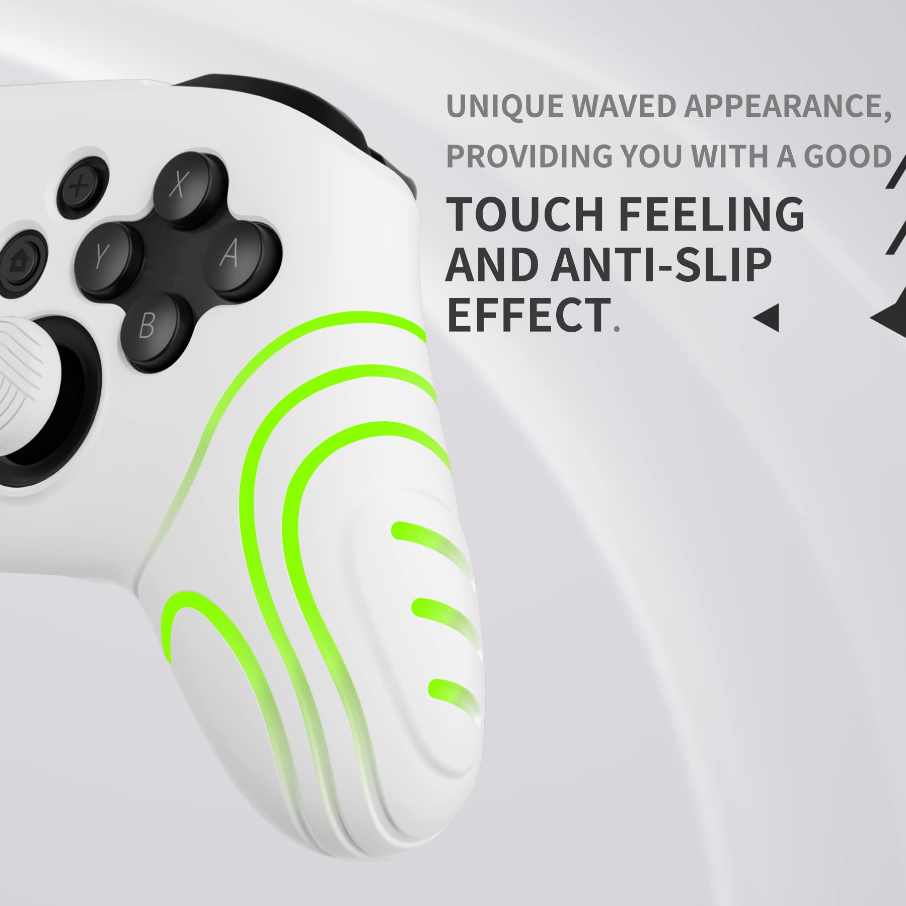 PlayVital Samurai Edition Ergonomic Silicone Case for Nintendo Switch Pro Controller - Soft Anti-Slip Grip Protector with Thumb Grip Caps (White) | Perfect for Gaming, Travel & Long Play Sessions