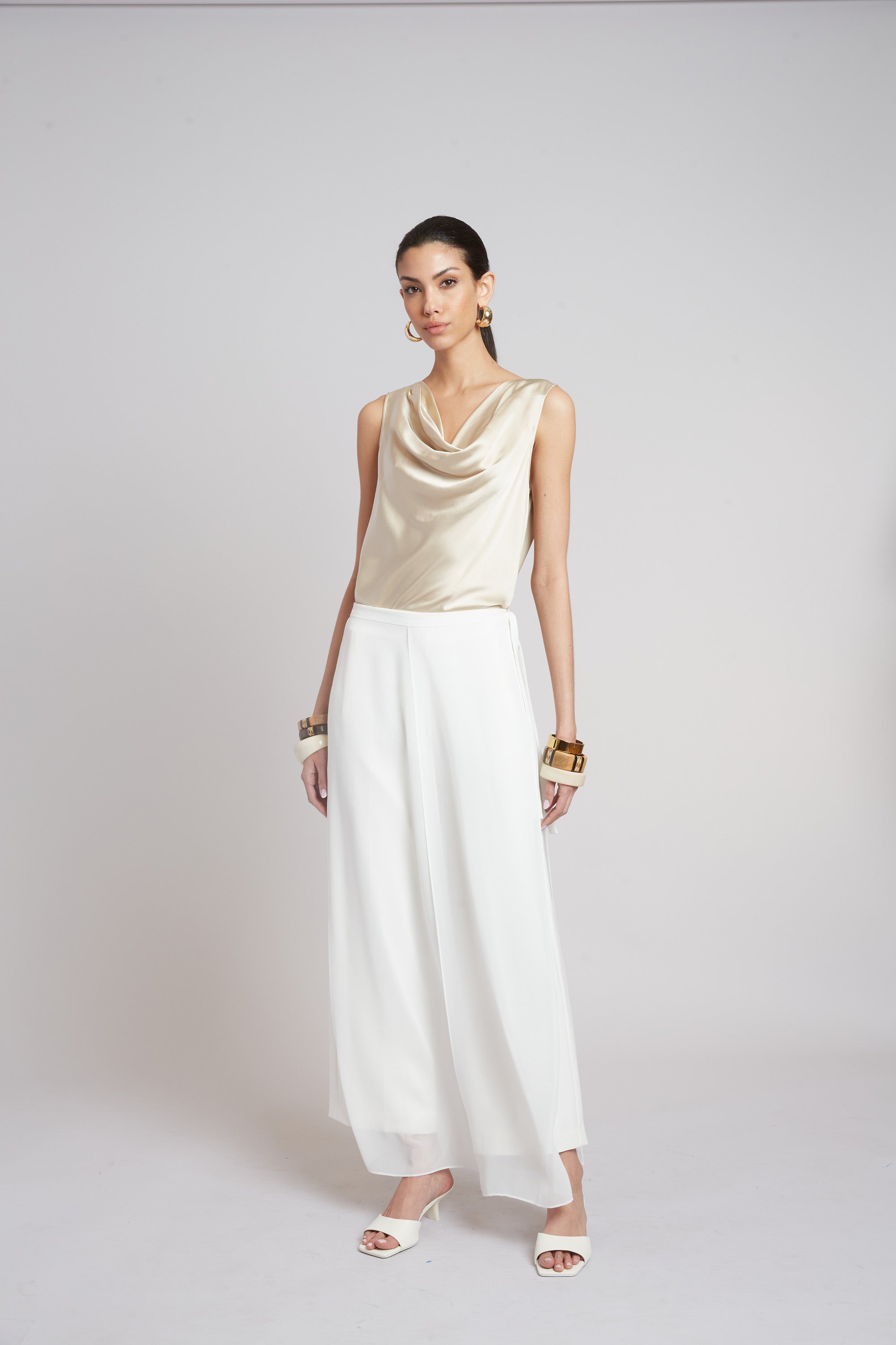 Silk Cowl Neck Blouse for Women - Elegant & Comfortable Tops for Work, Party & Evening Wear