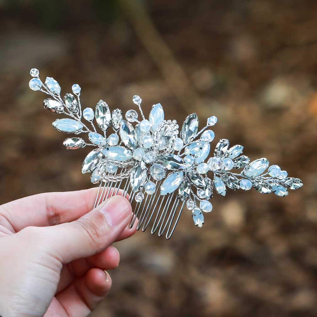 Silver Crystal Bridal Hair Comb with Rhinestones – Elegant Wedding Hair Accessories for Women & Girls | Perfect for Brides, Bridesmaids, and Special Occasions