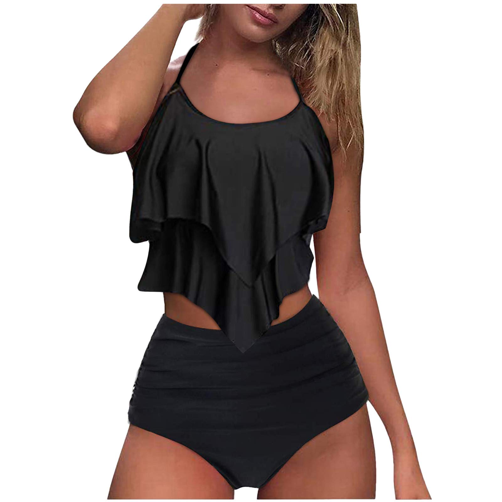 Sexy High-Waisted Bikini Set for Women - Gradient Contrast Swimwear Plus Size One Piece Swimsuit for Beach, Pool & Summer Vacation