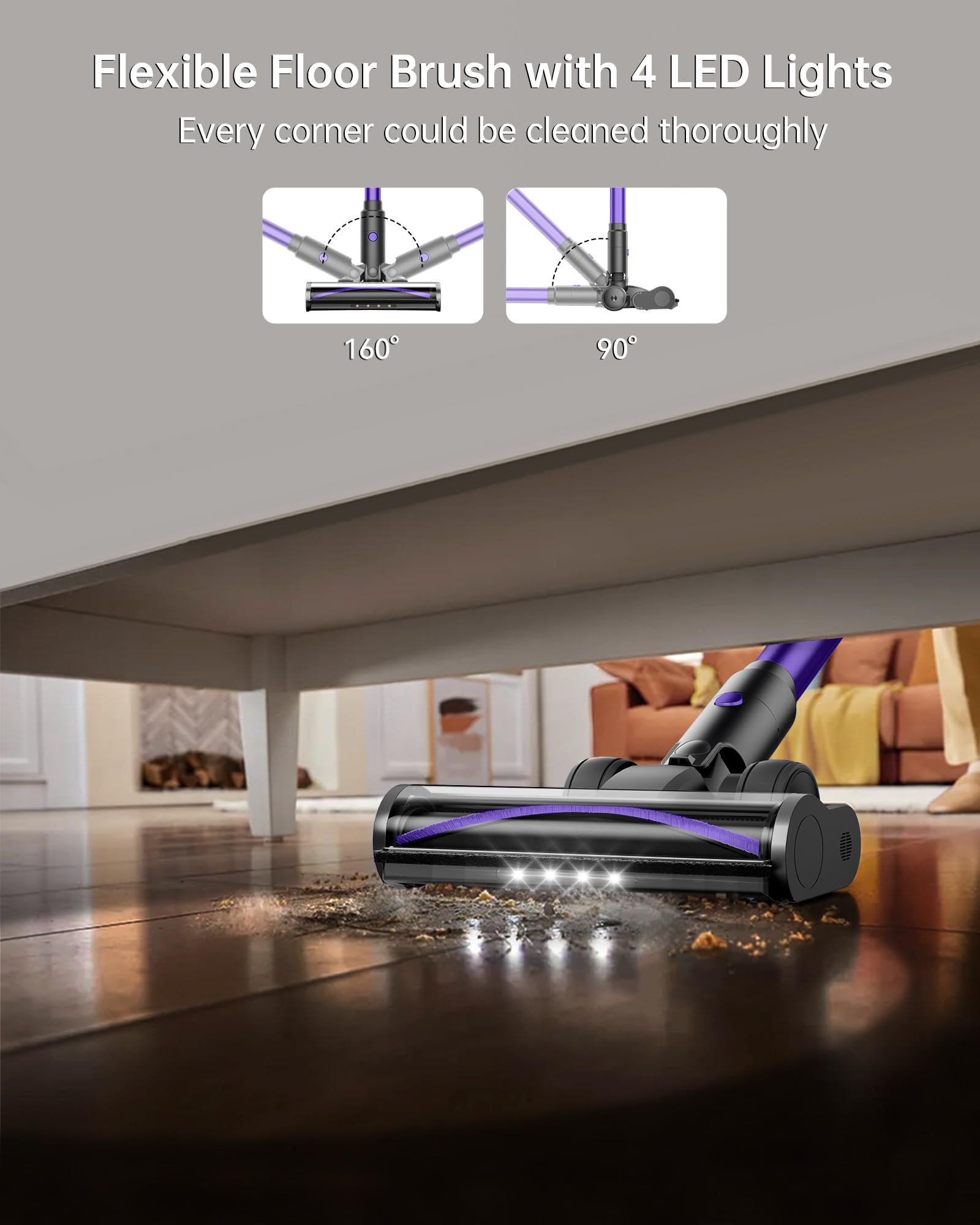 FABULETTA 38Kpa Cordless Vacuum Cleaner - 6-in-1 Lightweight for Pet Hair & Floors