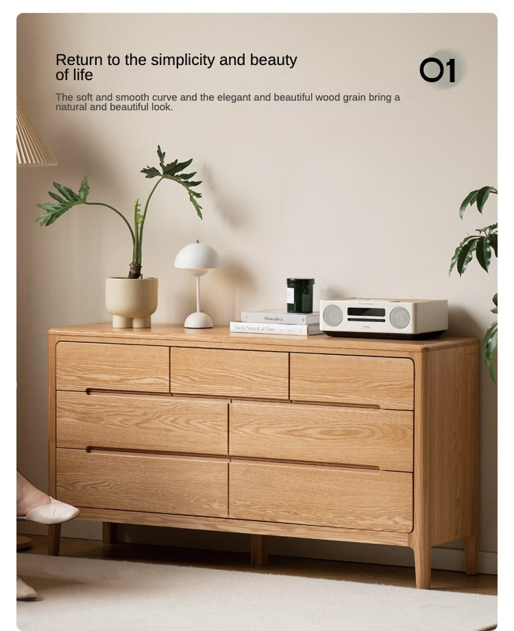Solid Oak Wood Seattle Wide Chest of Drawers - 6-Drawer Dresser for Bedroom Storage & Organization | Perfect for Home, Office, or Dorm Room Furniture