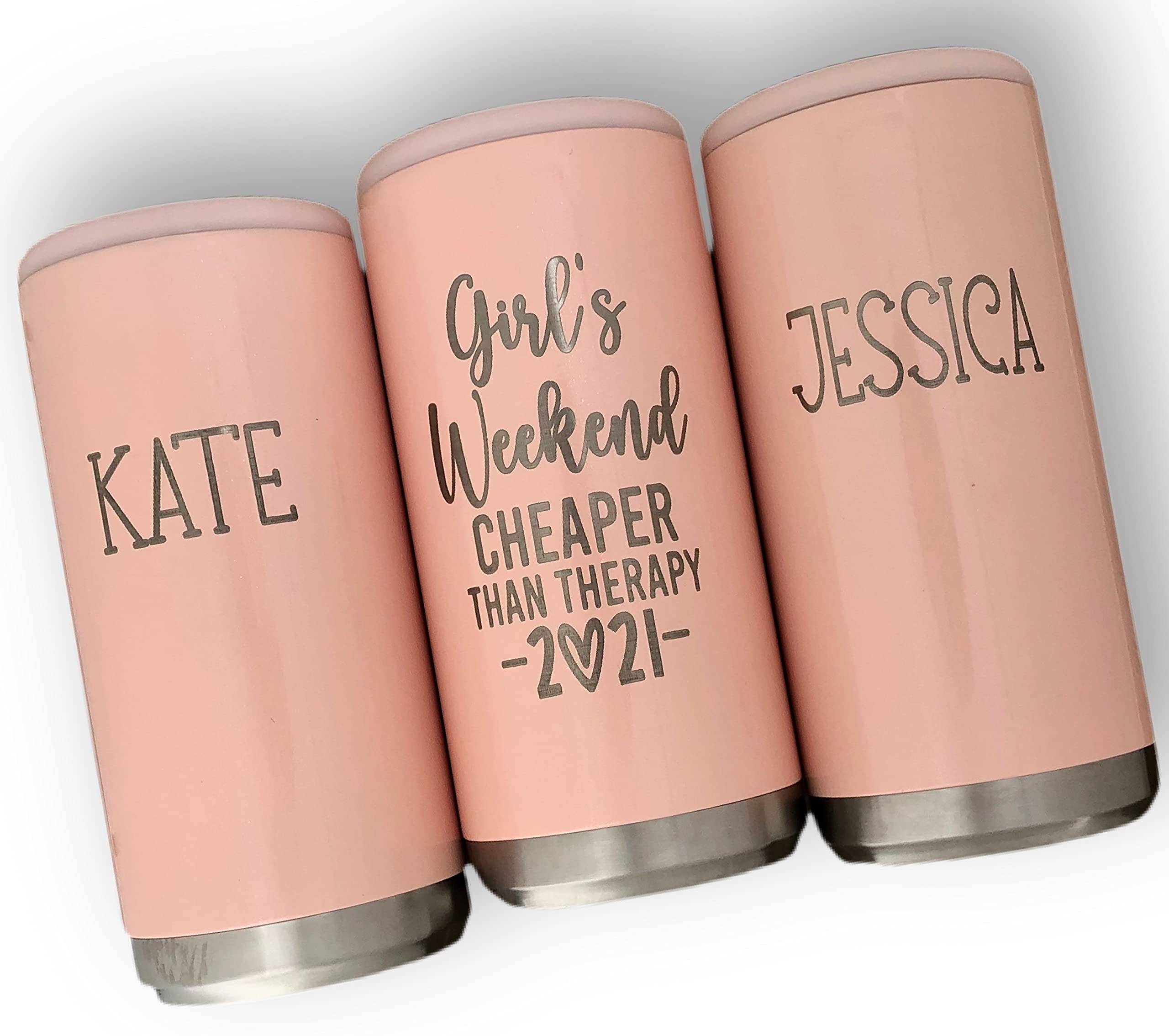 Personalized Skinny Can Cooler for Girls Weekend - Hard Seltzer & Slim Can Insulated Tumbler - Perfect for Girls Getaway, Vacation & Trip Weekend - Great for Pool Parties, Beach Outings & Bachelorette Celebrations