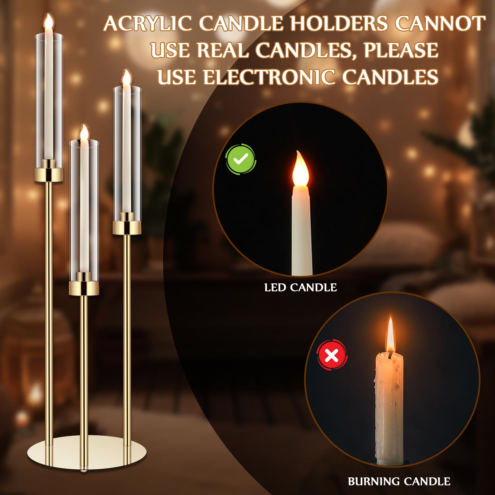 Layhit 6-Piece Gold Tall Floor Candle Holder Set - 30.7