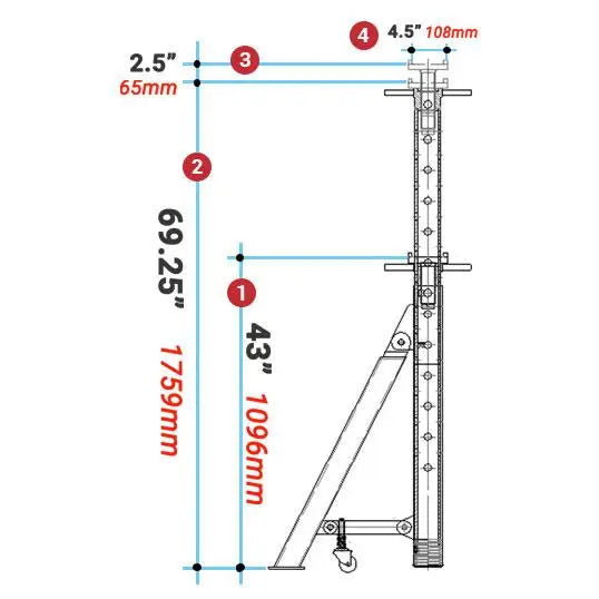 ESCO 10493 HD 10 Ton High Lift Jack Stand - Heavy Duty Vehicle Support for Auto Repair, Maintenance & Off-Roading - Perfect for Trucks, SUVs & RVs
