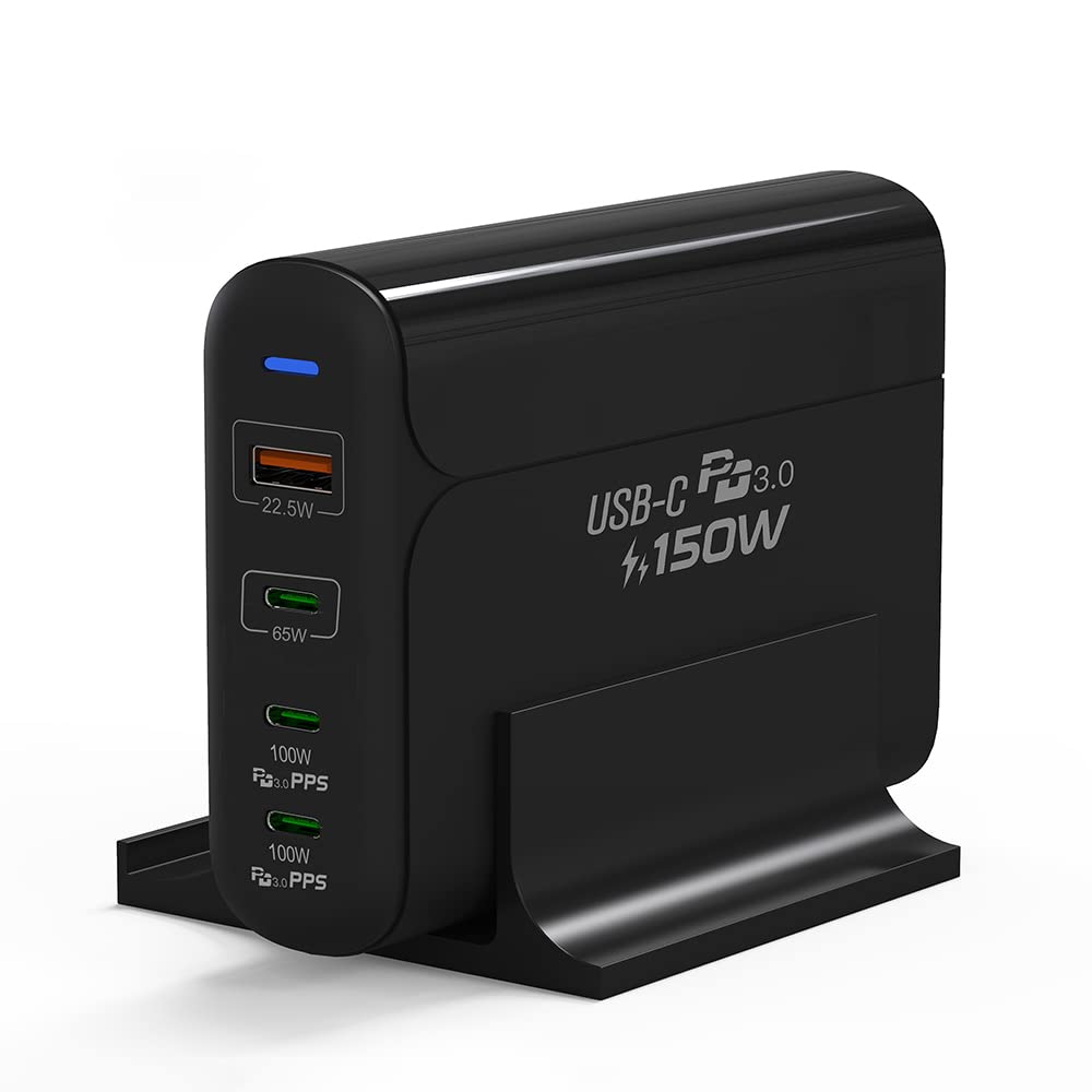150W GaN USB C Charger with 4 Ports - Fast PD Charging Station for MacBook Pro/Air, iPad Pro, iPhone 15/14/13, Samsung Galaxy S23/S22, Google Pixel - Perfect for Home, Office & Travel Charging Multiple Devices Simultaneously
