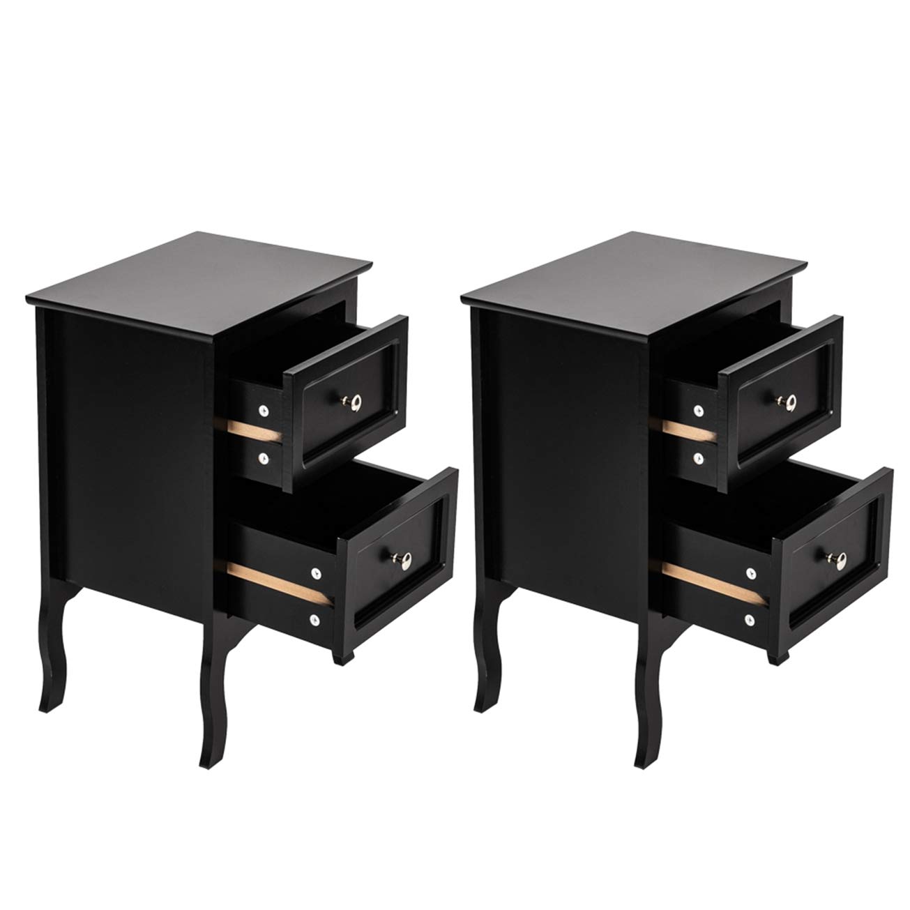 MITPATY 2-Piece Black Country Style Nightstand Set with Two-Tier Storage - Perfect for Bedroom Organization & Small Space Living