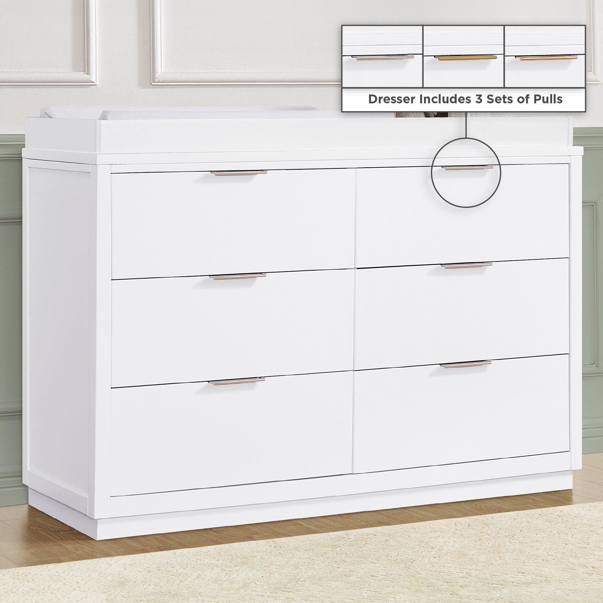 Forever 6-Drawer Dresser with Changing Top & Interlocking Drawers - Classic Nursery Collection | Perfect Baby Changing Station & Storage Solution for Nursery, Bedroom or Kids Room