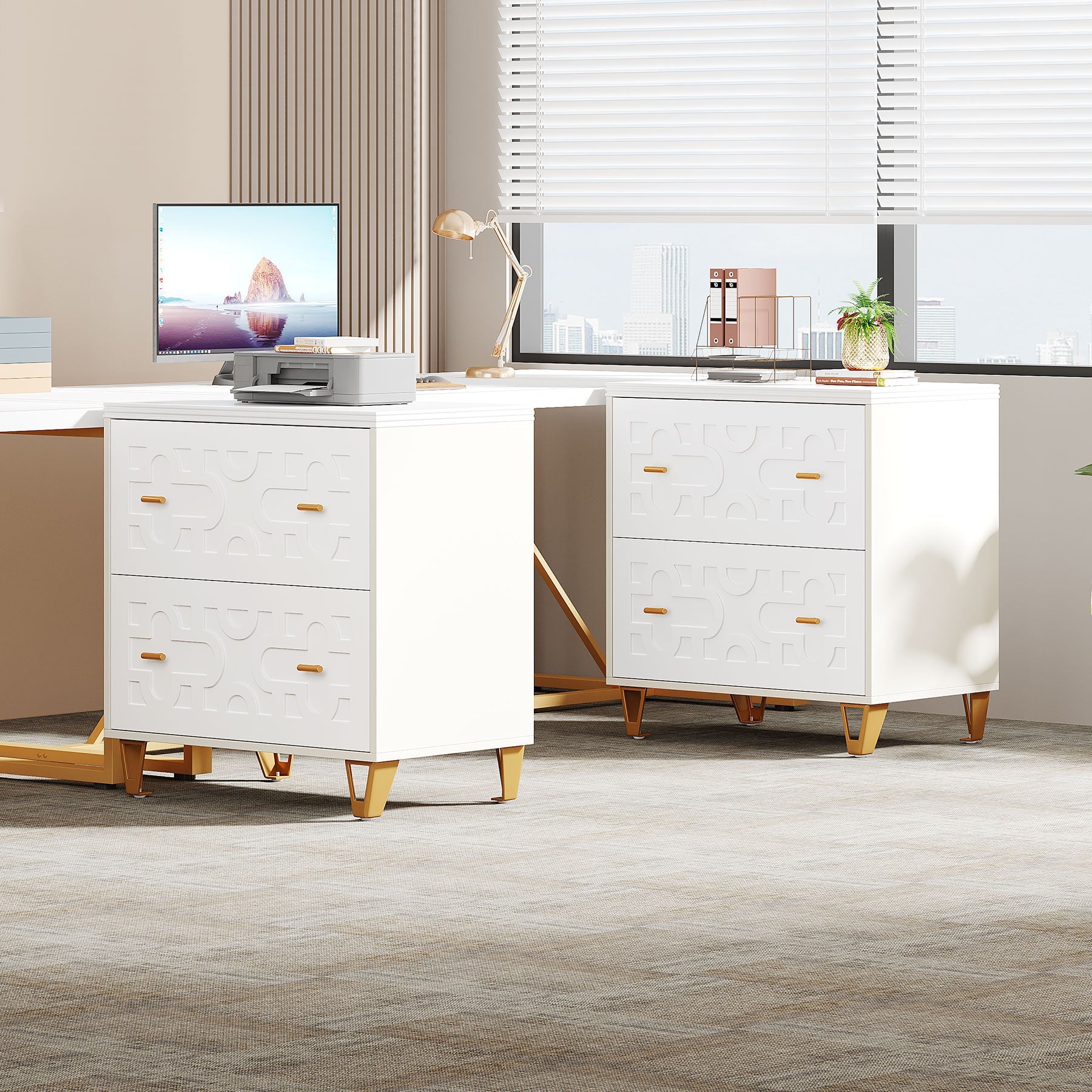 2 Drawer File Cabinet - Modern Office Storage Solution, Printer Stand for Home & Workspace - Perfect for Organizing Documents & Office Supplies