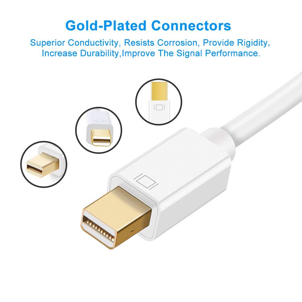 TechMax® Gold Plated Mini DisplayPort to HDMI Adapter - Thunderbolt to HDMI Male to Female Converter for MacBook Air/Pro, iMac, Surface Pro 3/4/5, ThinkPad P71/T570 - White - Perfect for Home Office, Gaming & 4K Video Streaming