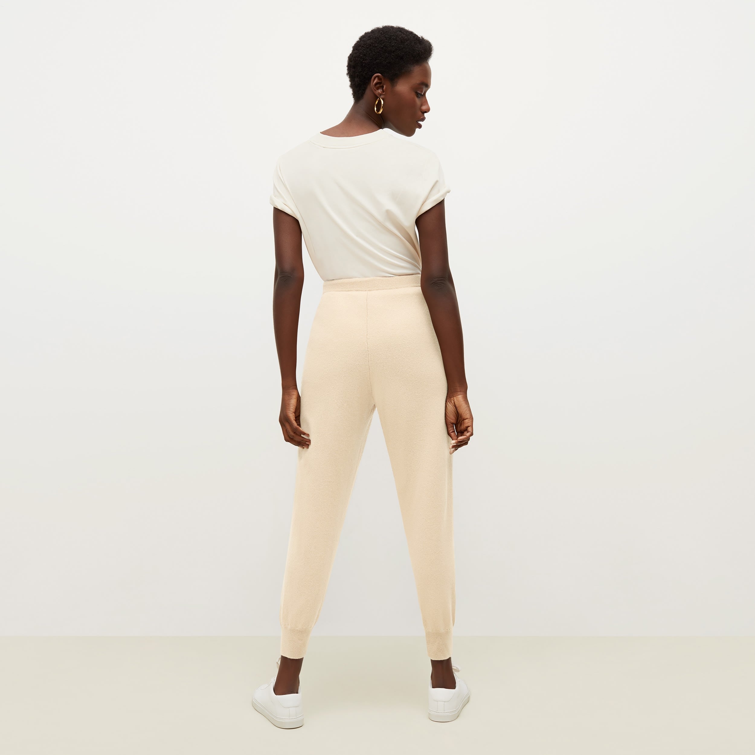 Keely Jogger Pants for Women - Soft Cashmere Lounge Pants in Cream Color - Perfect for Yoga, Running, and Relaxing at Home