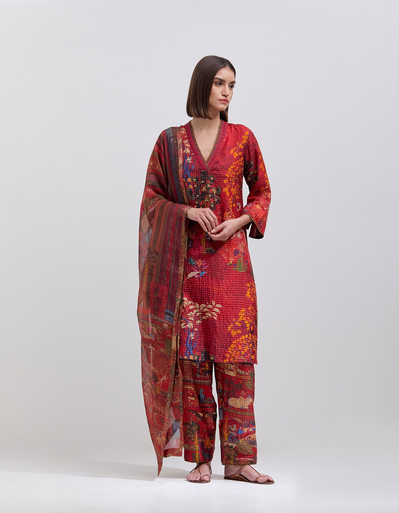 Elegant Chanderi Silk Dupatta in Crimson Red - Perfect for Weddings, Parties & Traditional Outfits