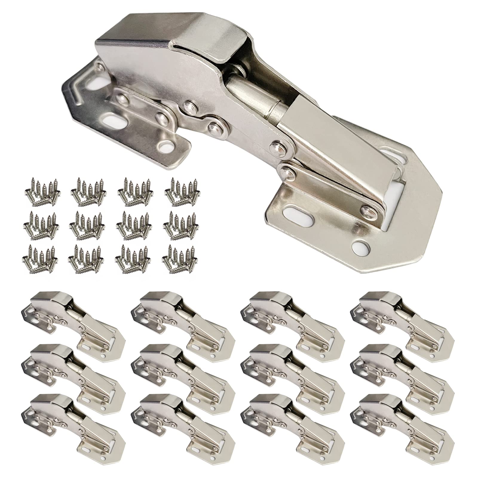 12-Pack Soft Close Hidden Cabinet Door Hinges - Slow Close Frameless Concealed Surface Mount Hinges for Kitchen Cabinets, Bathroom Vanities & Furniture - Durable & Quiet Operation