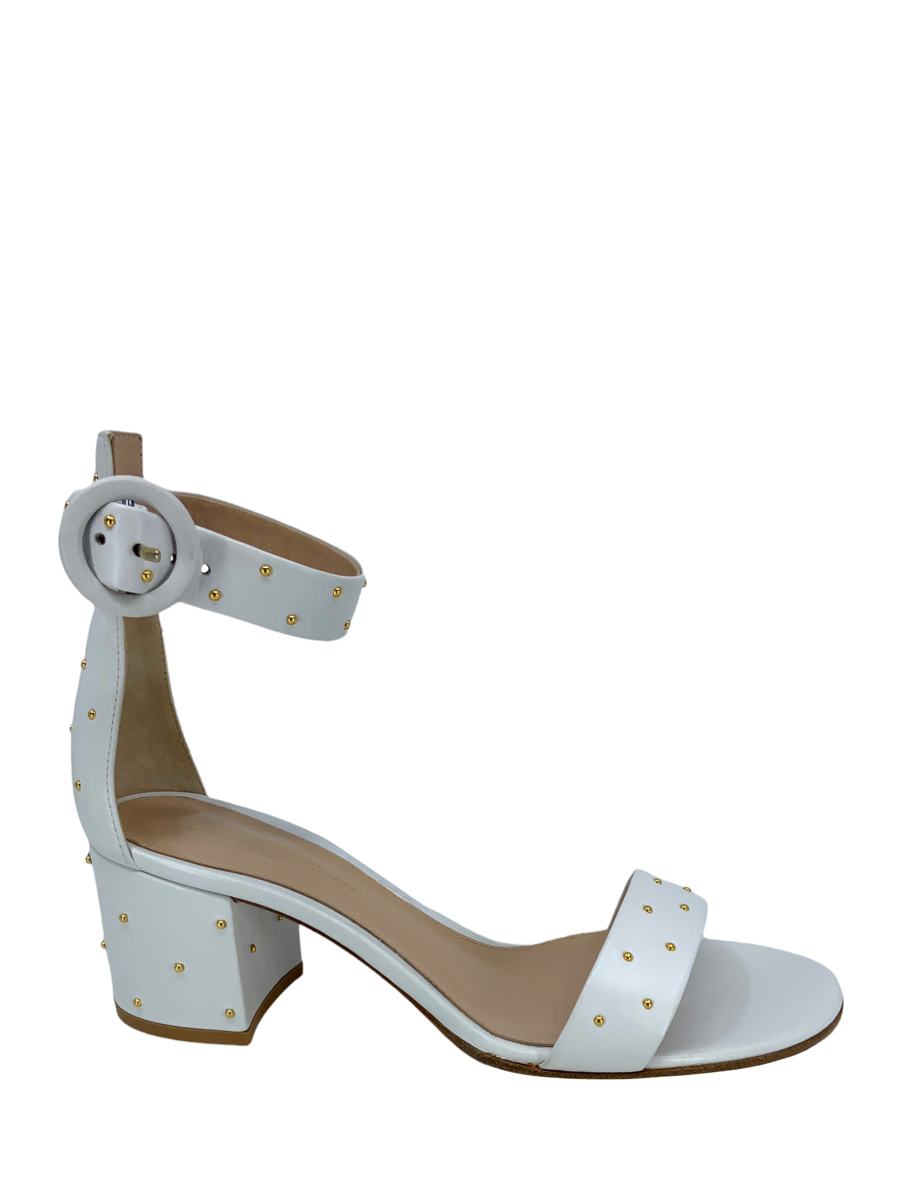 GIANVITO ROSSI Versilia Studded Leather Sandals Women's Size 7.5 - Elegant Designer Heels for Parties, Weddings & Evening Events