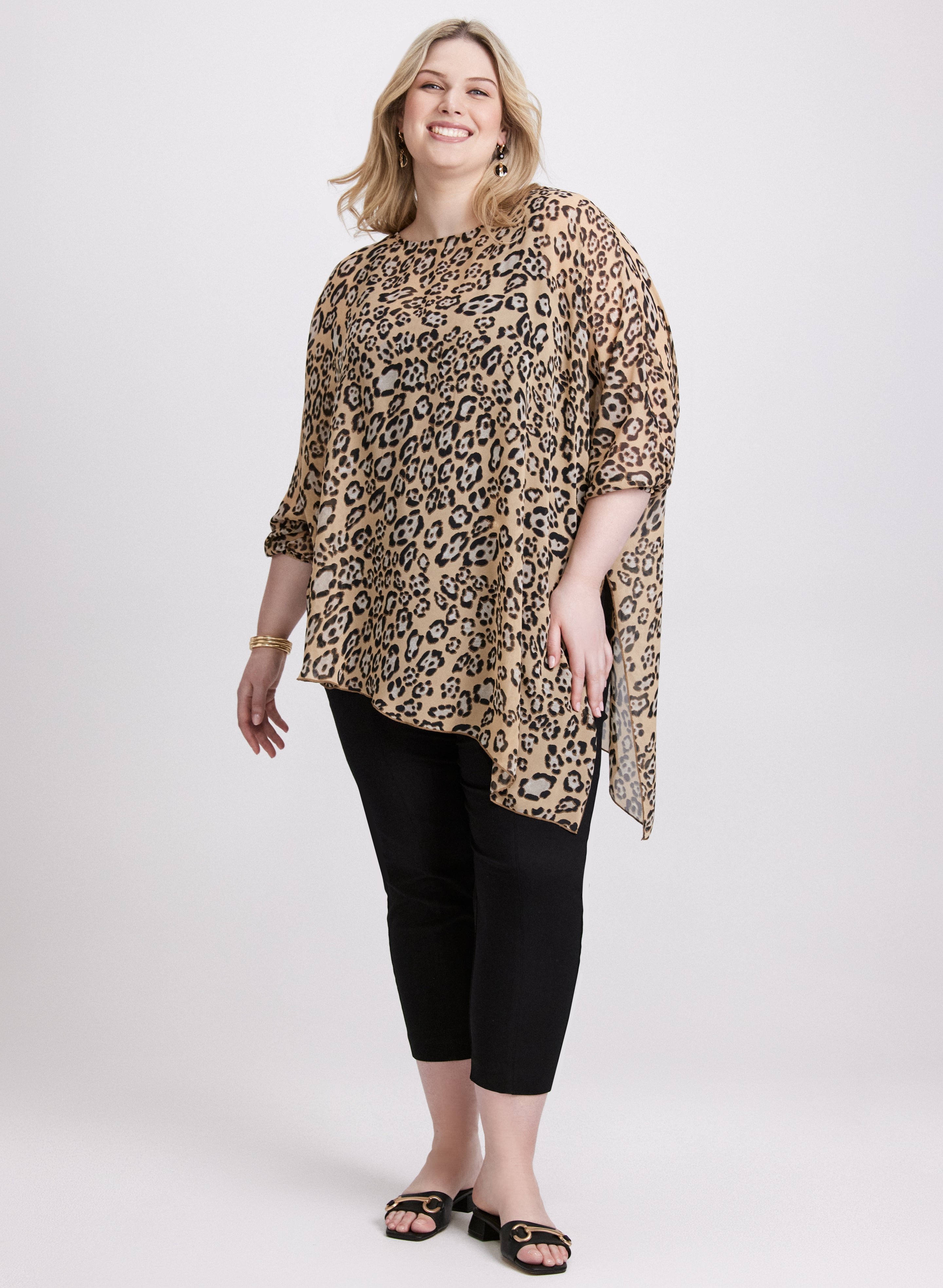 Stylish Asymmetric Animal Print Blouse for Women - Trendy Leopard Print Top for Casual Wear & Night Out