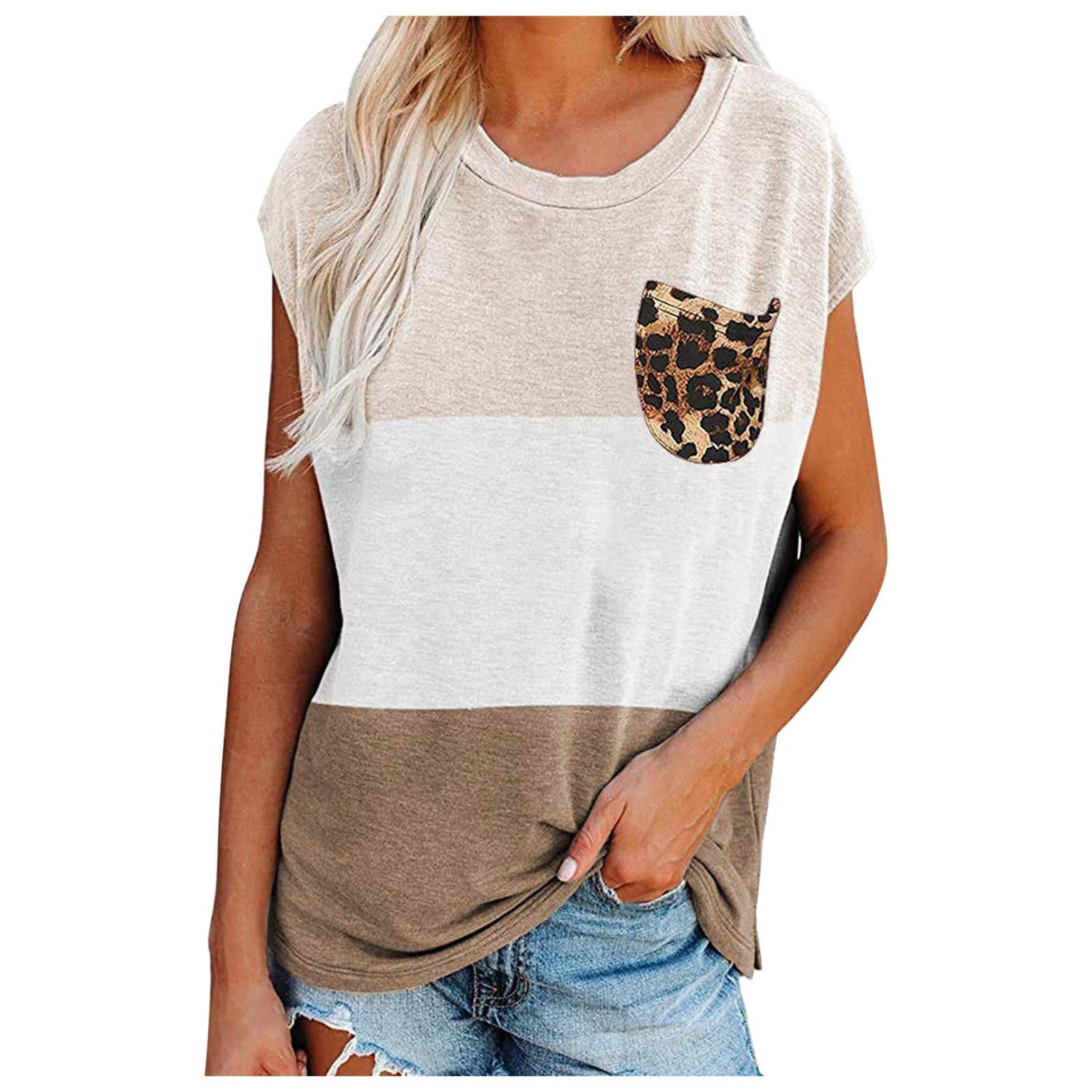 Women's Casual Summer Short Sleeve Round Neck T-Shirt - Basic Loose Fit Tunic Top with Pocket | Perfect for Beach Outings, Weekend Wear & Summer Travel