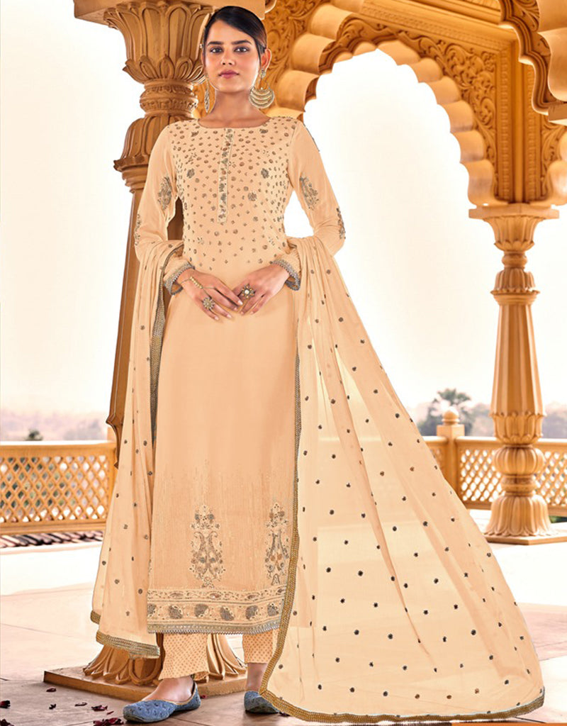 Beige Pantsuit Faux Georgette Women's Business Formal Outfit - Perfect for Office Wear, Interviews & Professional Events