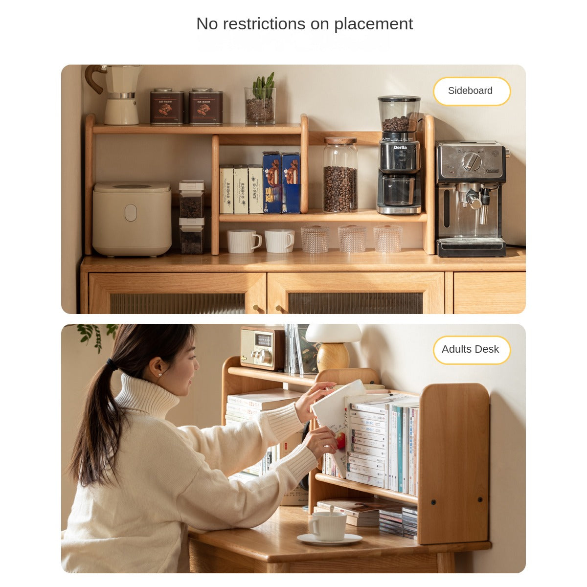 Solid Wood Kids Bookshelf - Beech, Oak, Poplar - Multi-Functional Storage Shelf for Bedroom, Playroom & Nursery Organization