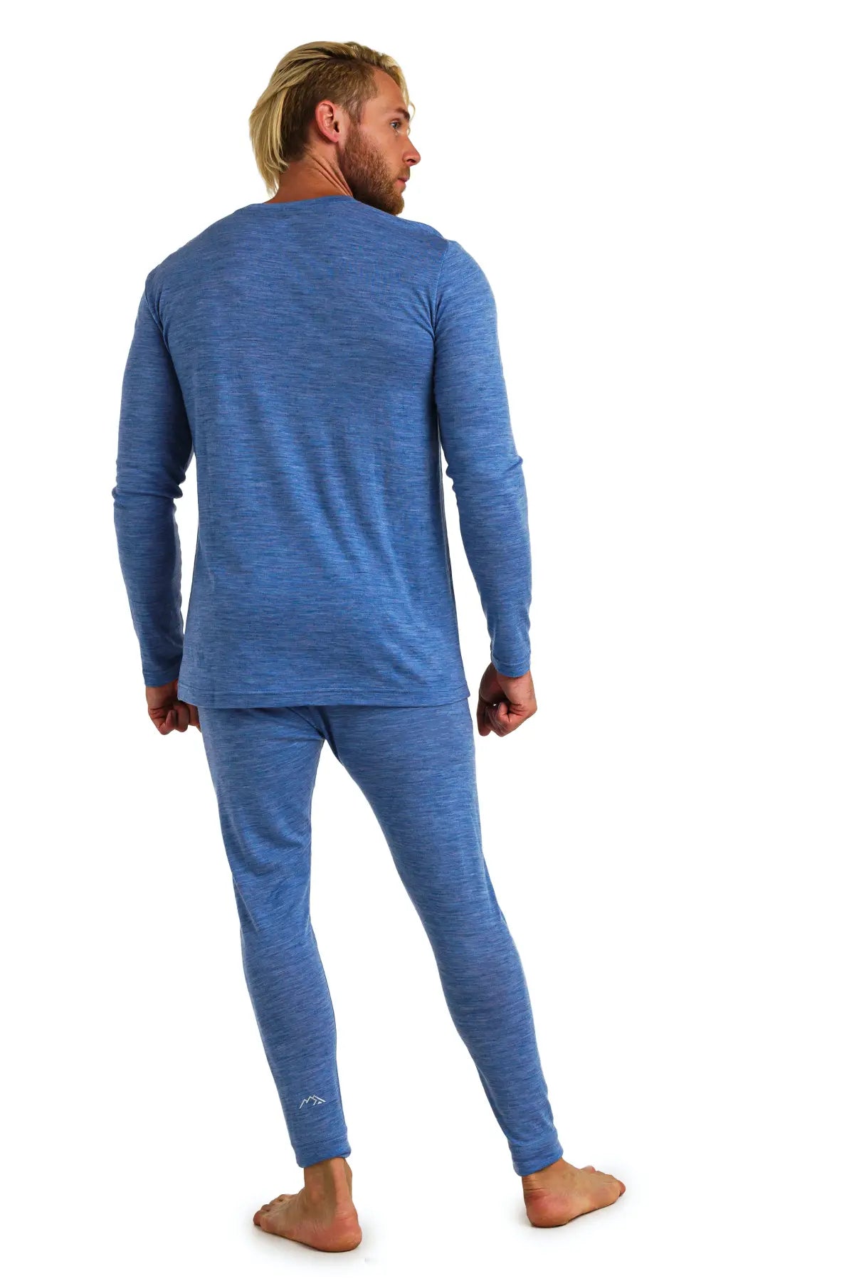 Men's Merino Wool Thermal Underwear Set - 165 GSM Warm Base Layer for Winter - Deep Blue Color - Perfect for Skiing, Hiking & Cold Weather Activities