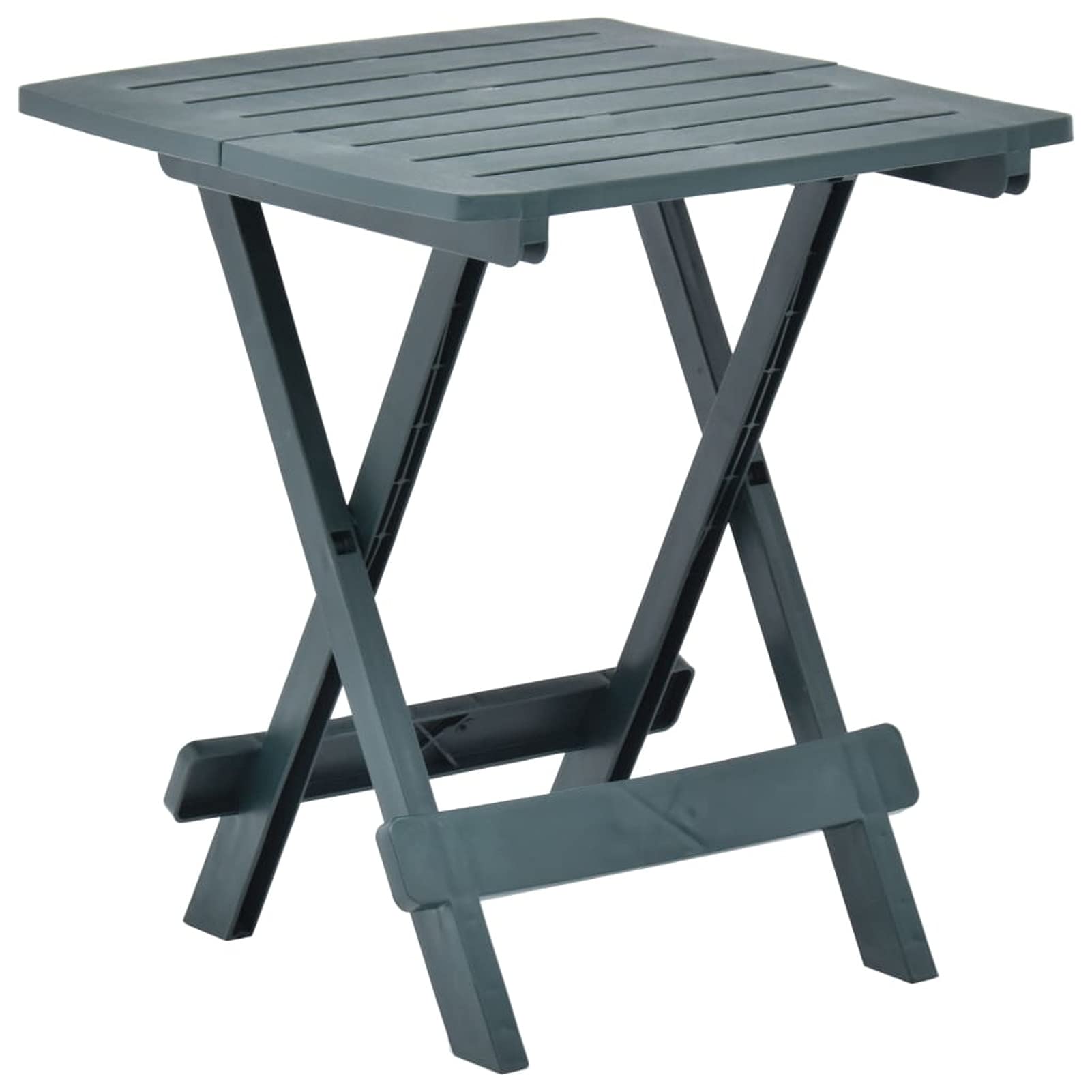 Compact Folding Patio Table - Weatherproof Steel Outdoor Side Table with Plastic Top (17.7