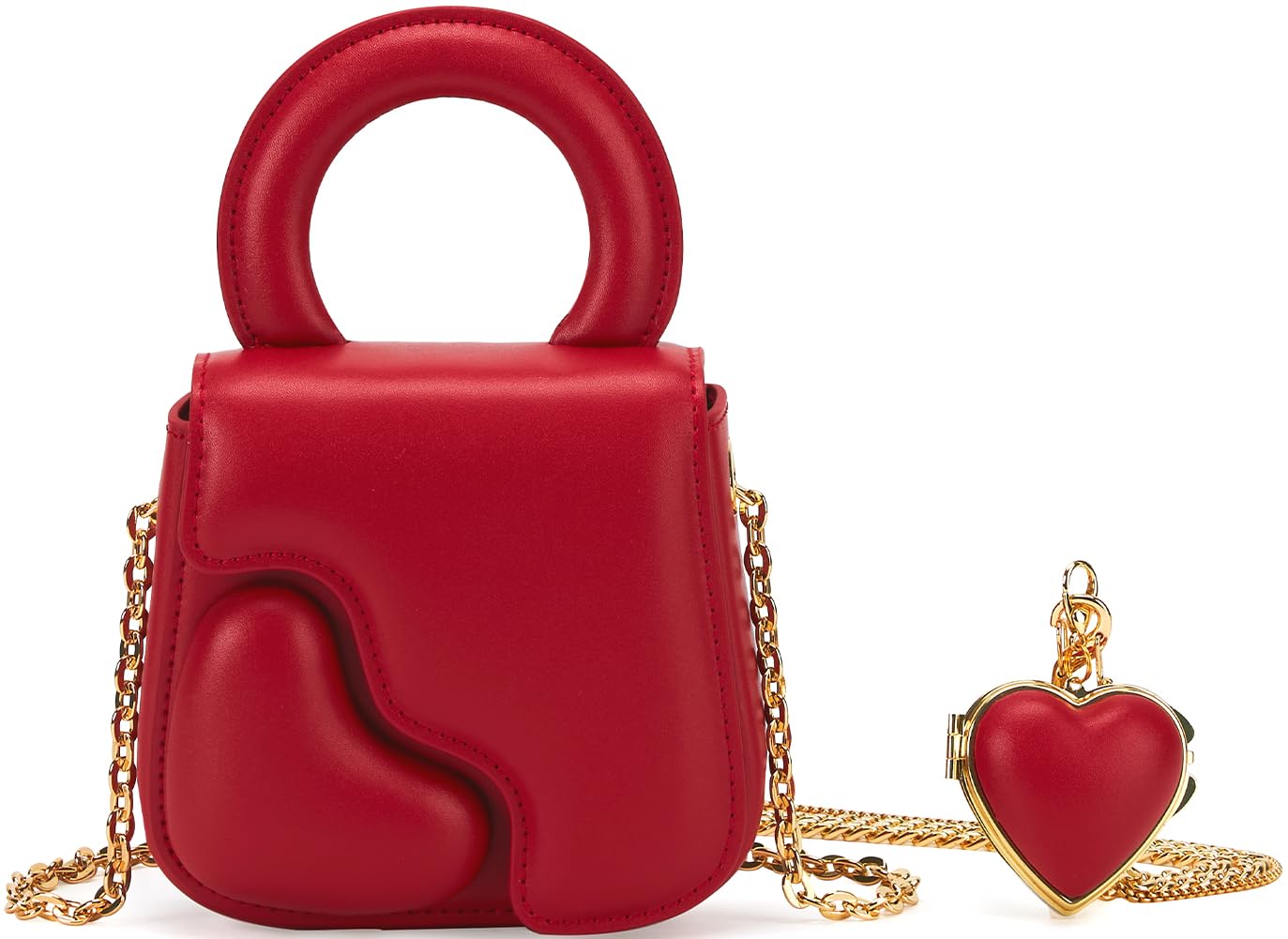 LAFESTIN Small Leather Heart Purse - Designer Evening Clutch with Removable Chain Strap, Crossbody Bag for Women | Perfect for Weddings, Prom, Cocktail Parties & Date Nights