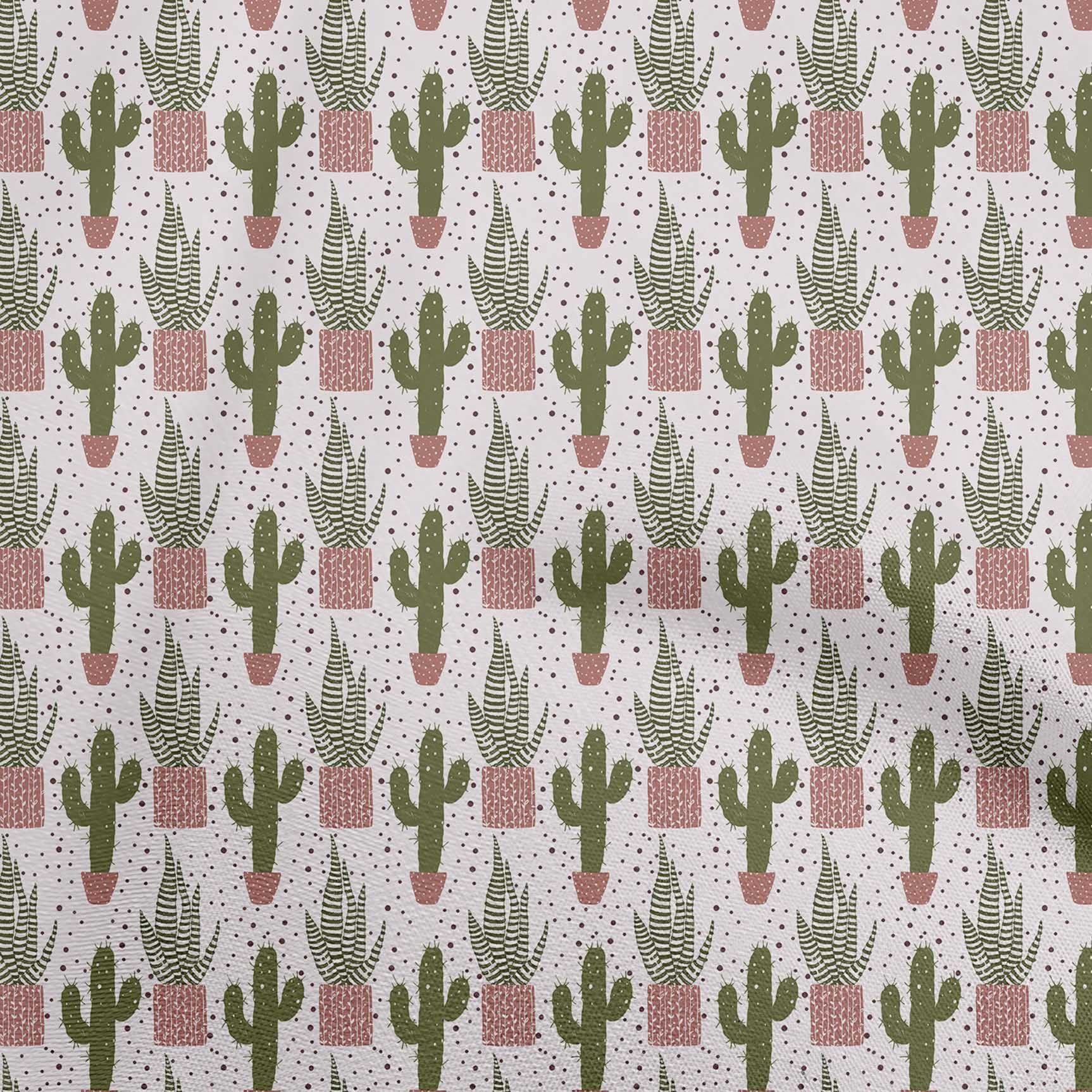 oneOone Polyester Spandex Pink Cactus Print Fabric - 56 Inch Wide Dress Material by The Yard (65% Polyester 35% Spandex) | Perfect for DIY Dresses, Skirts & Home Decor Projects