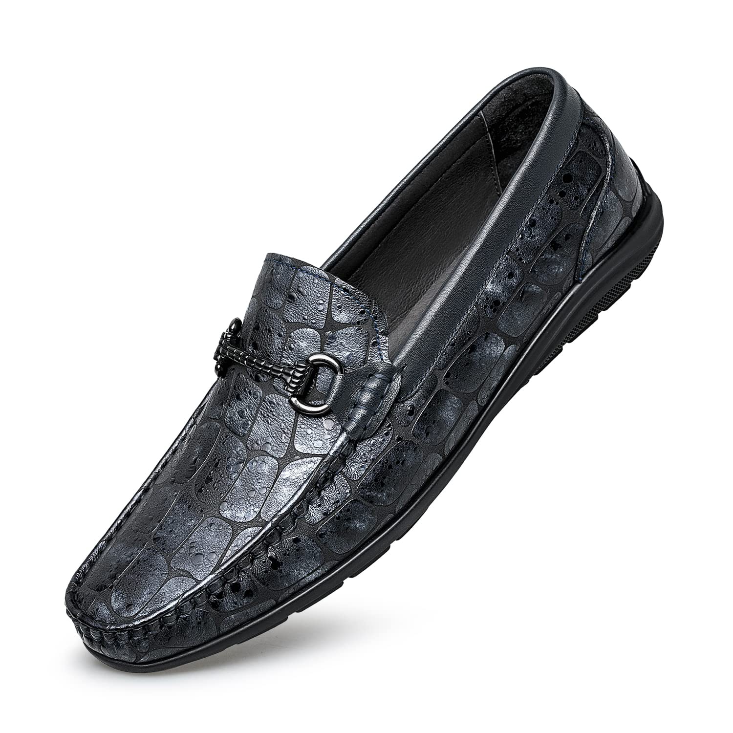 Men's Plaid Black Loafers - Comfortable Slip-On Driving Shoes for Men | Casual & Business Wear | Model 22