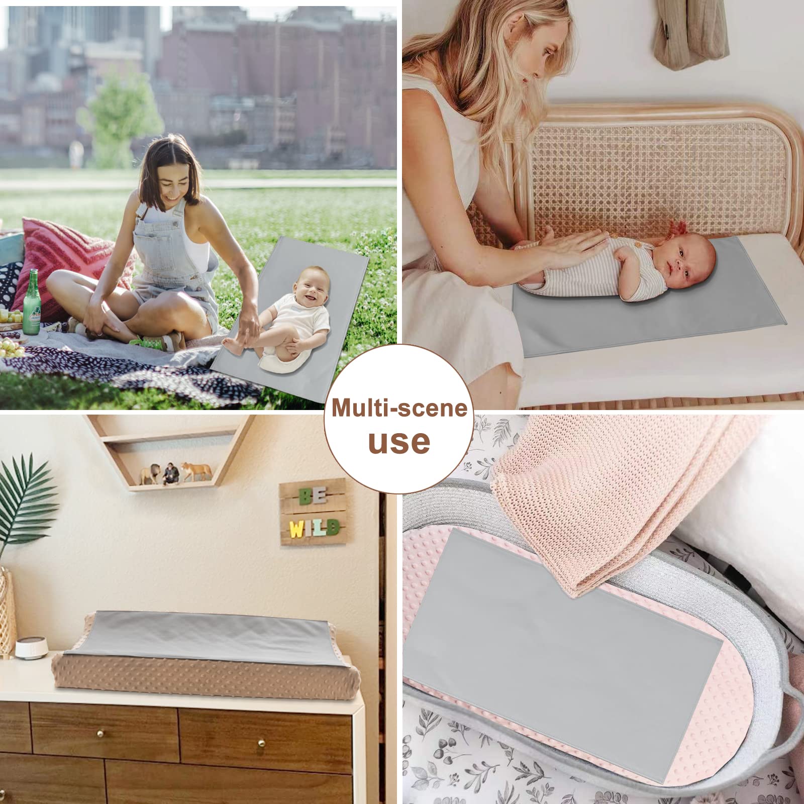 Owlowla Portable Baby Diaper Changing Pad - Waterproof Travel Changing Mat with Liner for Newborns & Toddlers (Gray Herringbone Pattern) | Ideal for Home, Nursery, Travel & On-the-Go Diaper Changes