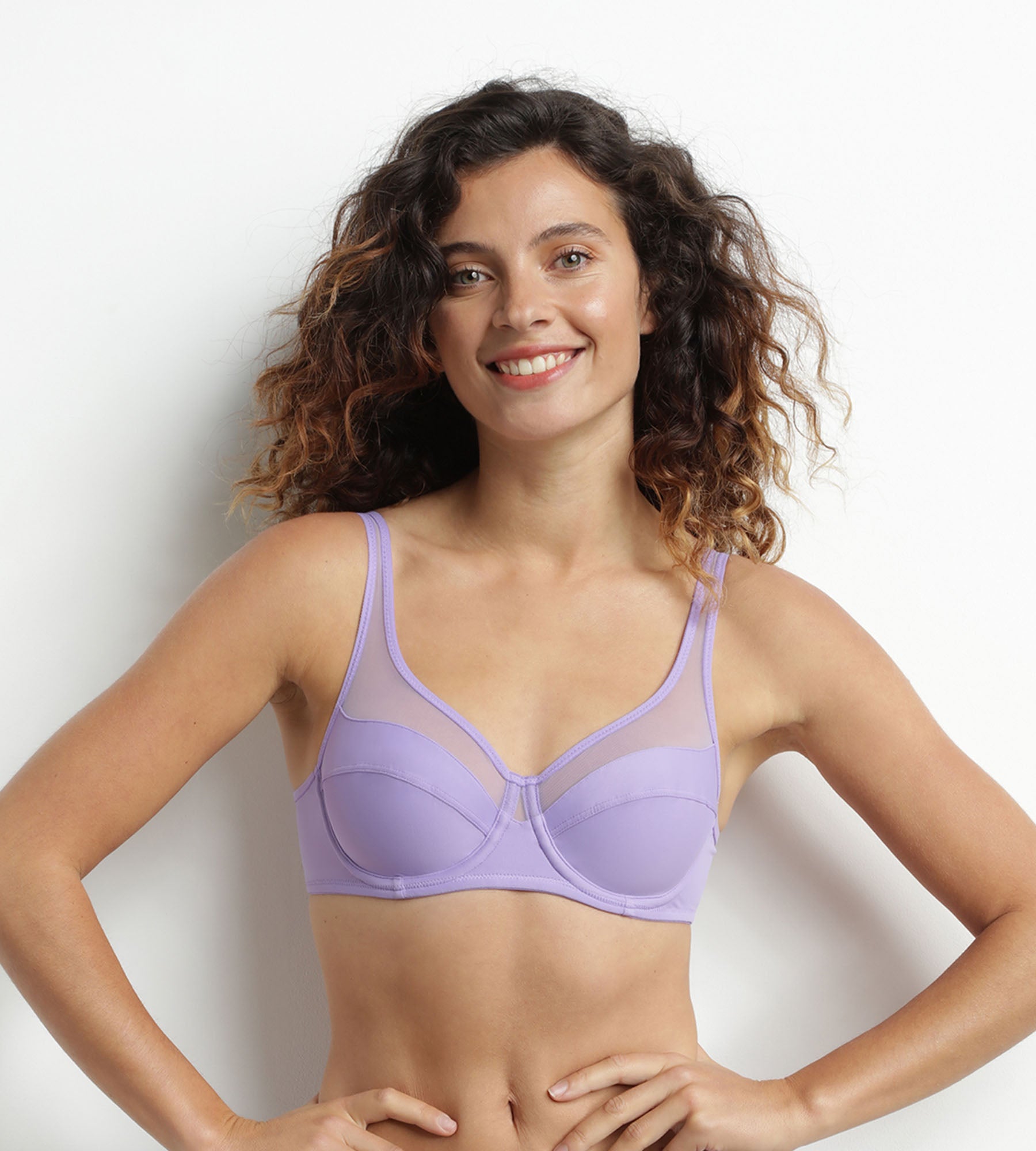 Lila Dim Generous Microfiber and Tulle Full Coverage Bra - Comfortable Support for Everyday Wear, Workouts & Special Occasions