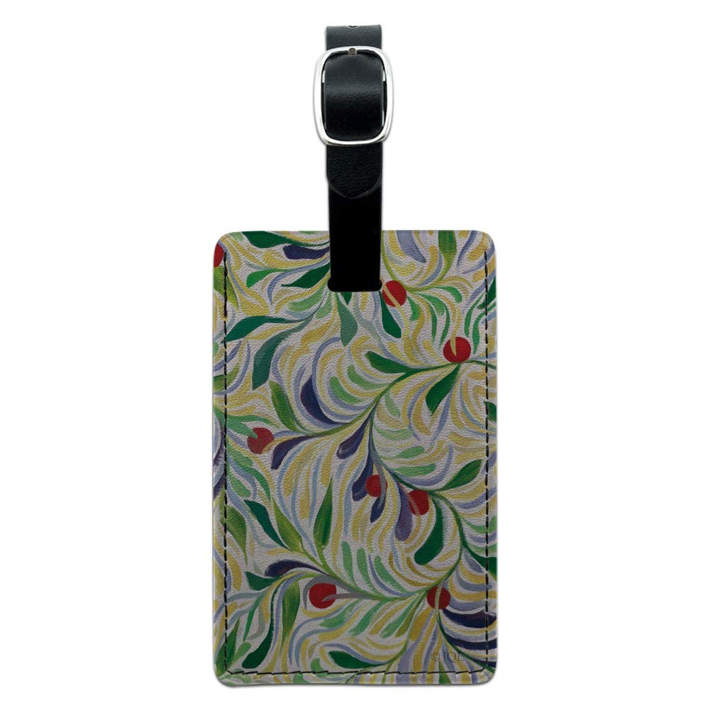 Stylish Fruity Vines Pattern Leather Luggage Tag - Rectangle Suitcase ID Card Holder for Travel Carry-On Bags | Perfect for Vacation, Business Trips & Airport Identification