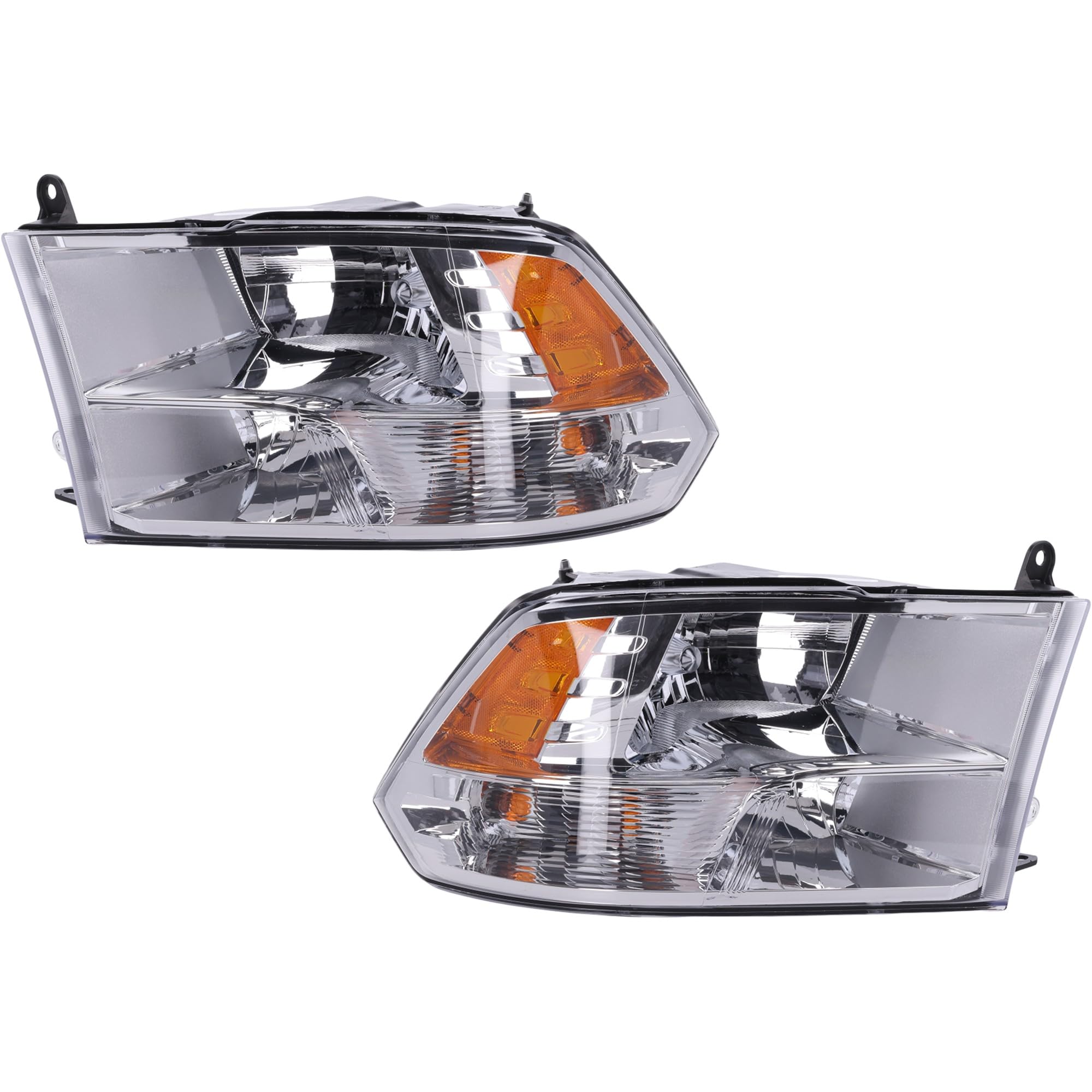 Garage-Pro Replacement Headlight Assembly for Ram 1500/2500 (2013-2018) - Driver & Passenger Side Halogen Headlights with Bulbs, Compatible with Quad Light Models (No DRL) - Replaces OEM #68096438AJ/68096439AJ | Perfect for Night Driving & Off-Road Adventures