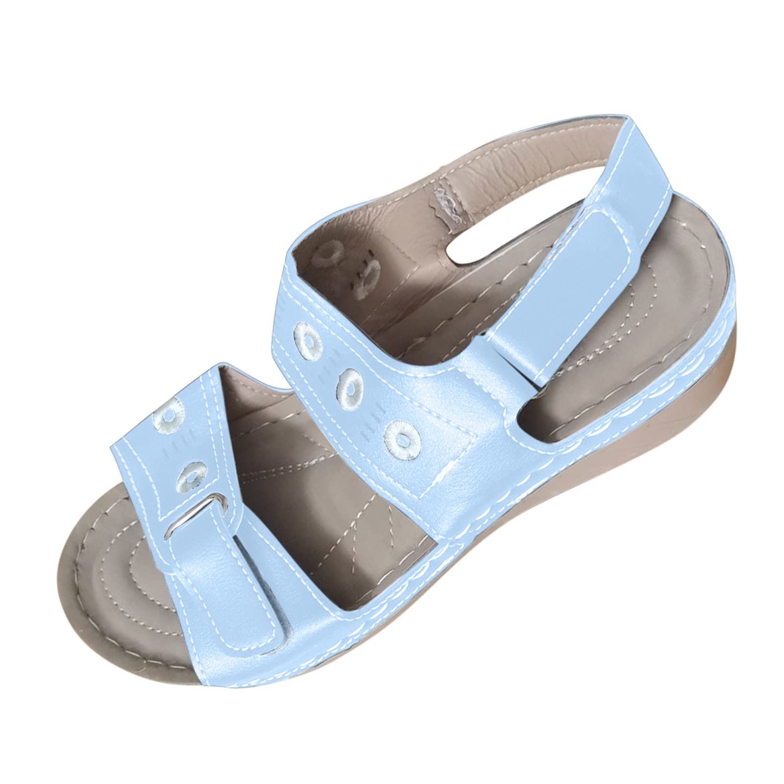 Women's Floral Striped Platform Wedge Sandals - Summer Open Toe Fashion Shoes with Wide Fit for Beach, Vacation & Casual Outings
