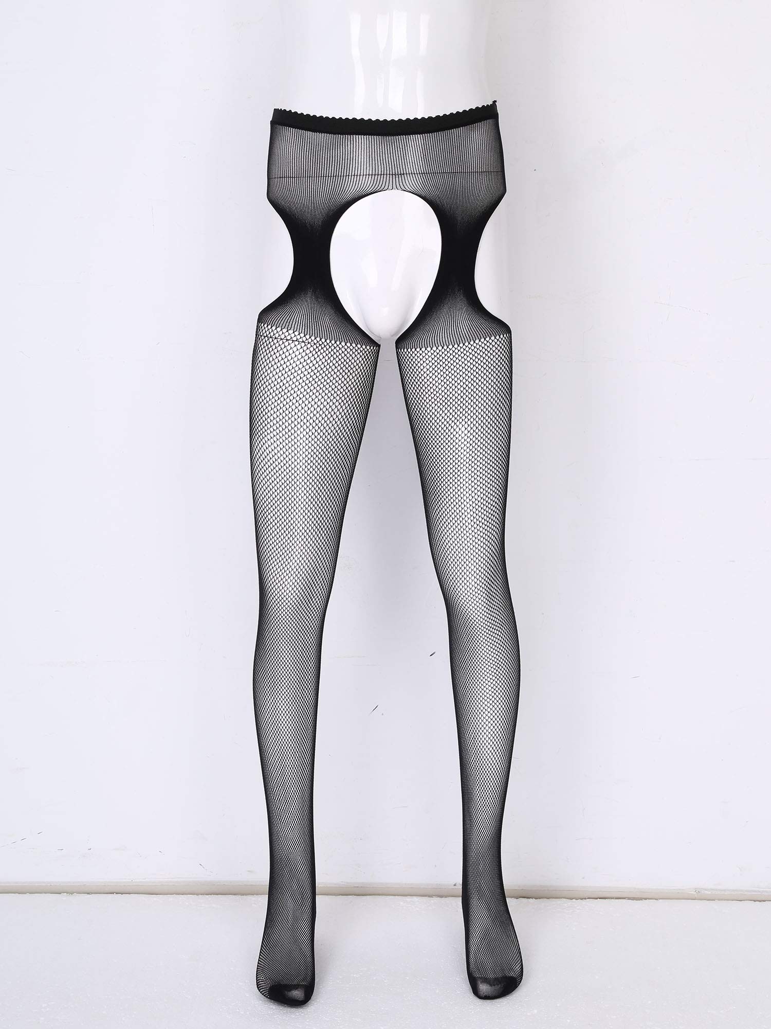**Sexy Fishnet Tights for Men - Thigh High Stockings with Suspenders & Garter Belt - Perfect for Crossdressing, Cosplay & Sensual Wear**