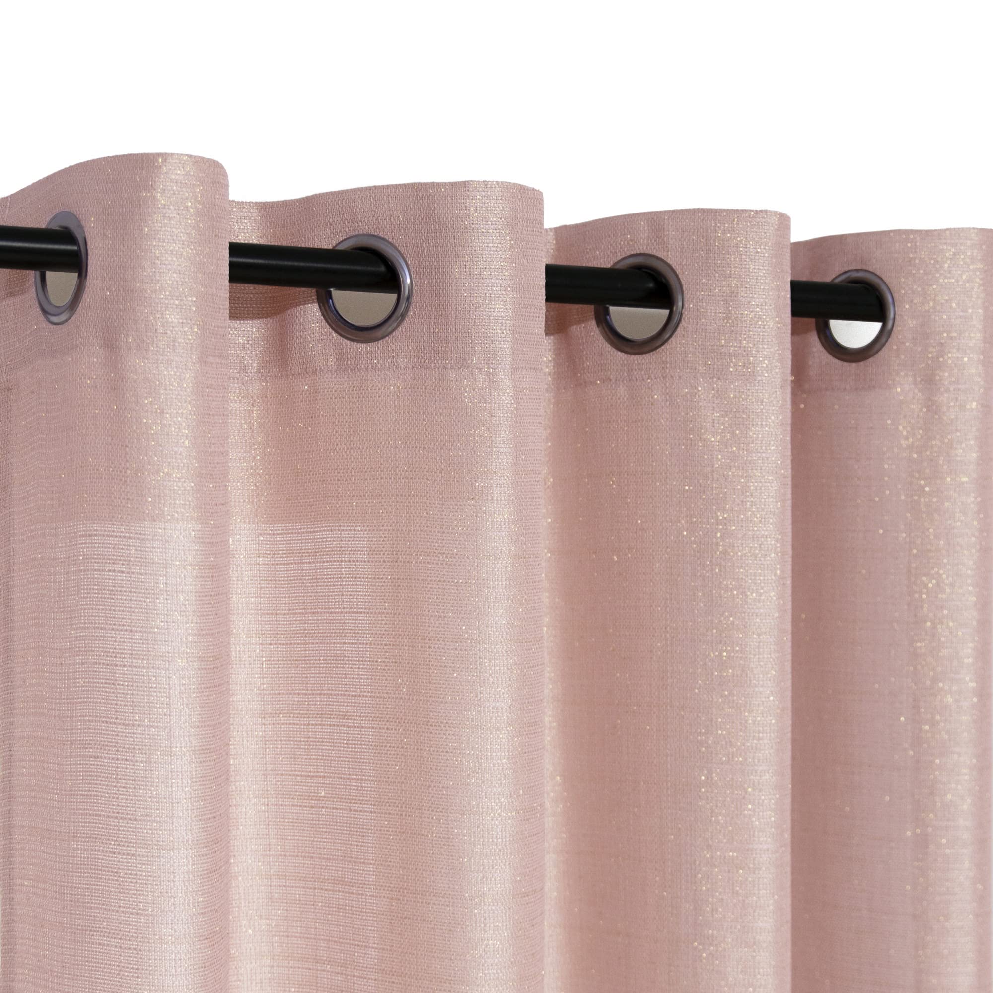 Rose Gold Sparkle Glitter Curtains for Girls Bedroom - 63 Inch Length, 2 Panels, Grommet Top, Thick Sheer Semi-Privacy - Blush Pink Shimmer Drapes for Nursery, Teen Room & Baby Decor (52x63 Inches) - Perfect for Bedroom, Living Room & Window Treatments