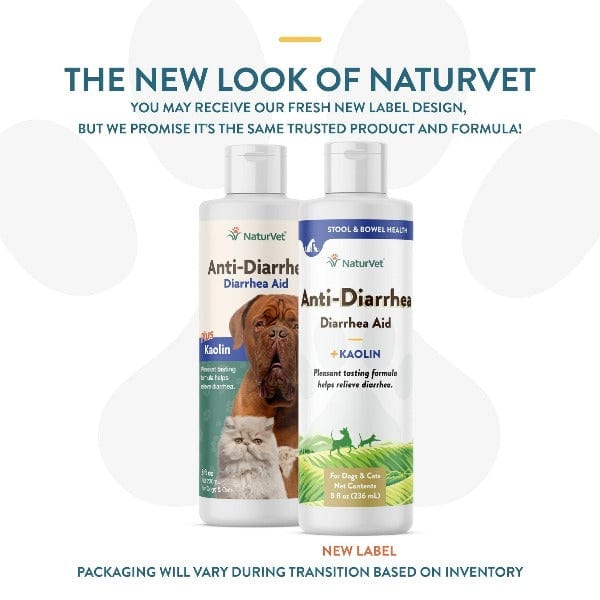 NaturVet Anti Diarrhea Liquid with Kaolin for Dogs & Cats - Fast-Acting Digestive Relief for Pets at Home or Travel