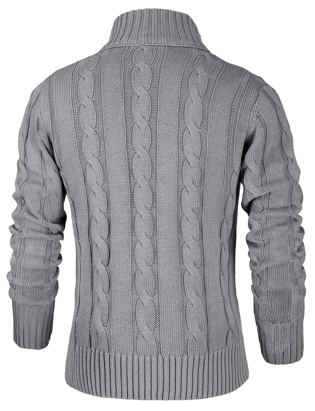 NITAGUT Men's Long Sleeve Stand Collar Cable Knit Cardigan Sweater with Buttons - Cozy Winter Pullover for Office, Dating & Casual Outfits