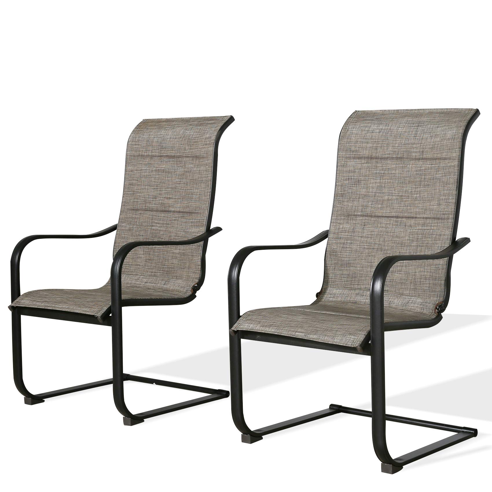 Premium Outdoor Dining Chairs Set of 2 - ULax Padded Patio Chairs with Metal Spring Motion & Ergonomic High-Curved Backrest - Weather-Resistant for Garden, Poolside, and Restaurant Outdoor Seating