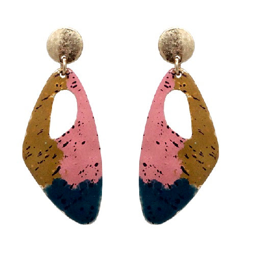 Hand Painted Pink Multi Drop Earrings - Boho Chic Dangle Earrings for Women, Perfect for Parties, Weddings & Everyday Wear