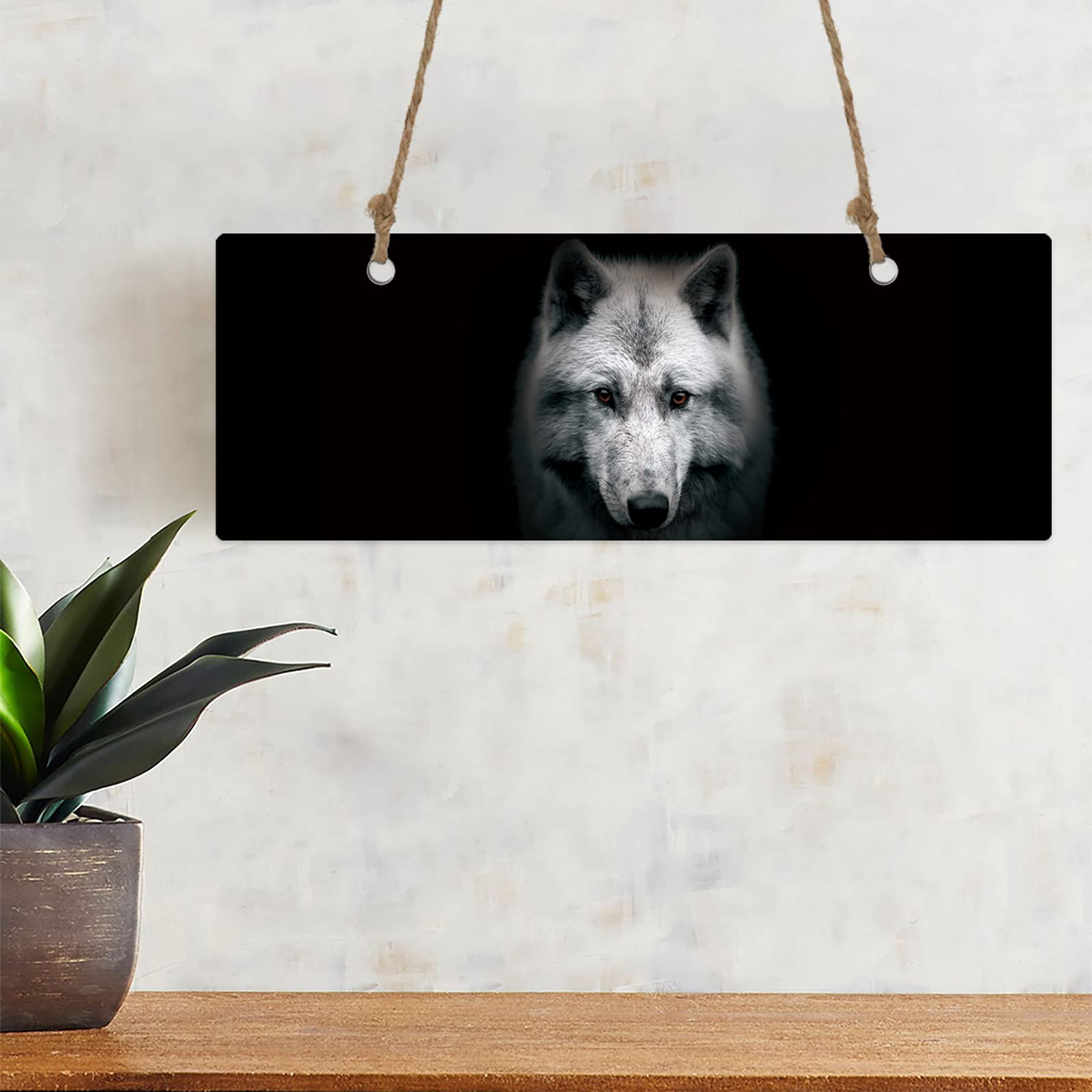 Cool Wolf Wall Decor - Printed Animal Hanging Sign for Home, Living Room & Bedroom