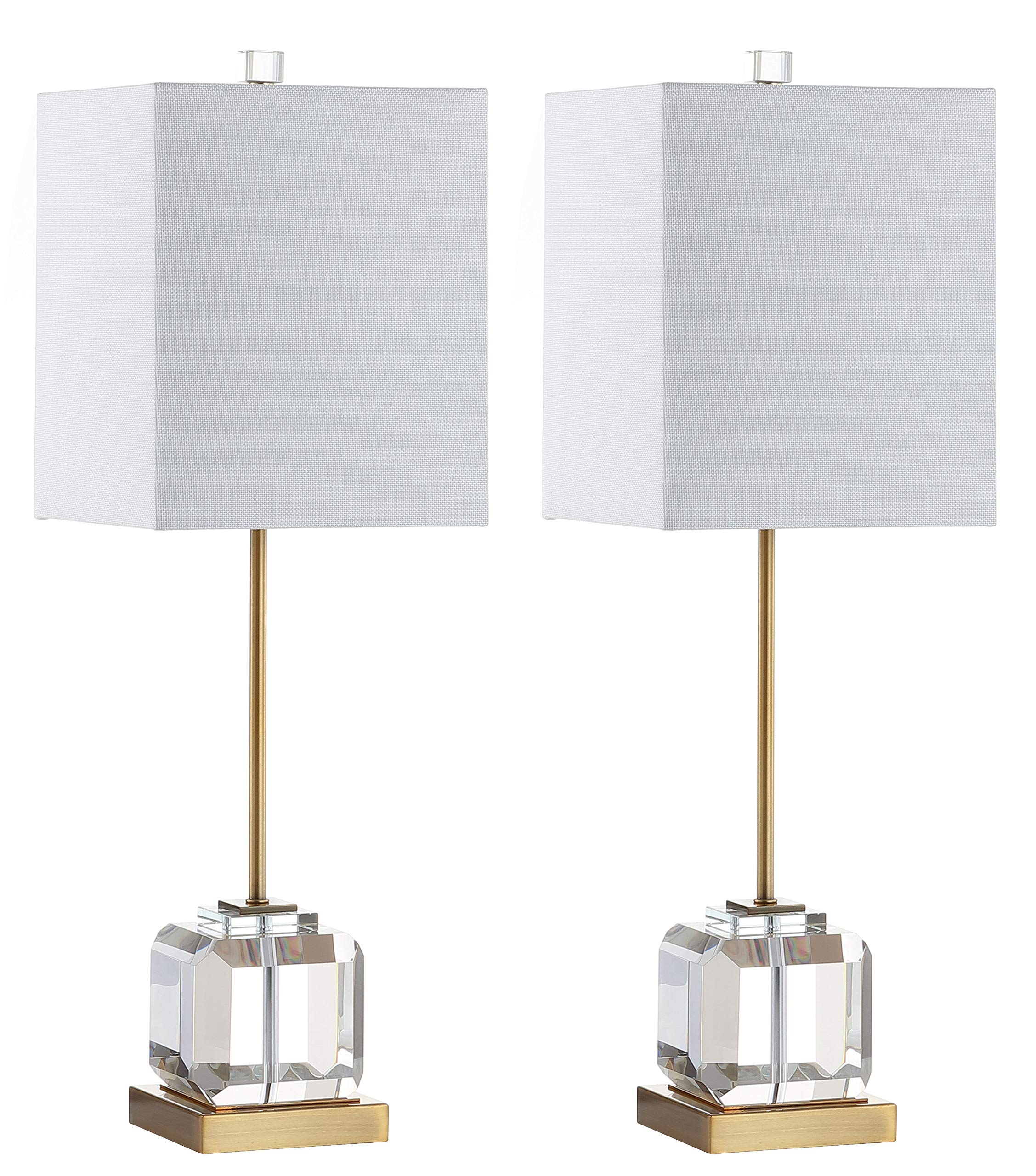 SAFAVIEH Zayne 28-inch Crystal & Brass Gold Table Lamp Set of 2 with LED Bulbs - Elegant Lighting for Bedroom, Living Room, Home Office, Nightstand (Perfect for Reading, Decor & Ambient Lighting)